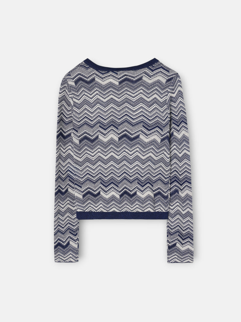 Cardigan comprido espinha azul