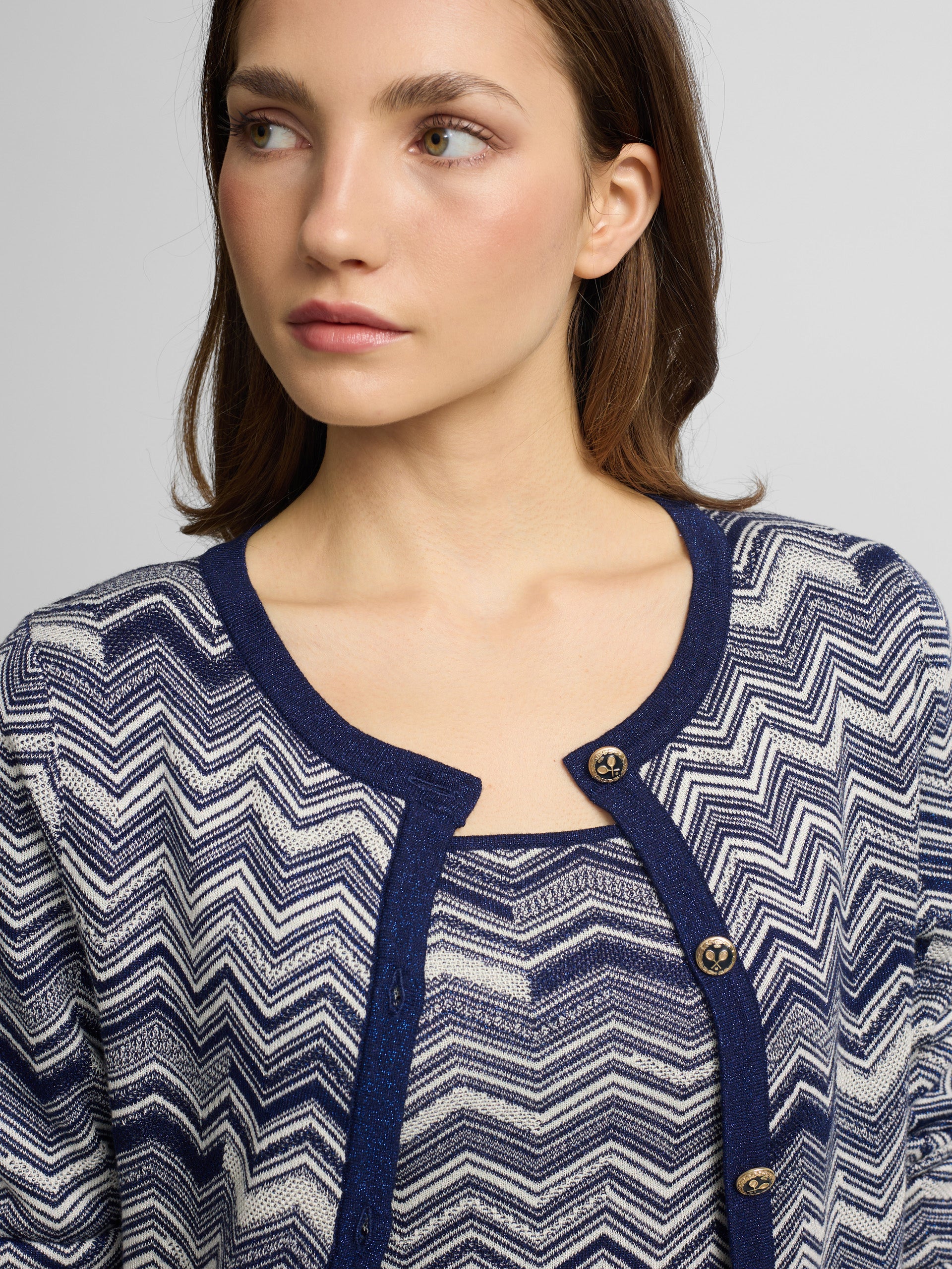 Cardigan comprido espinha azul