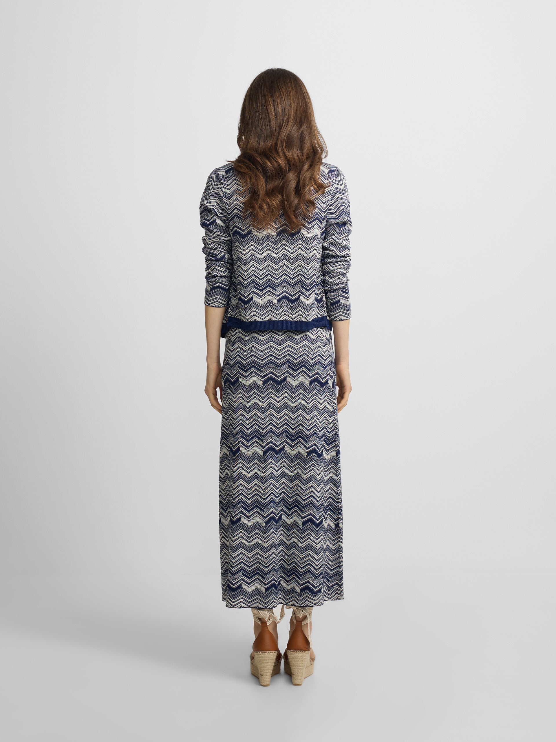 Cardigan comprido espinha azul