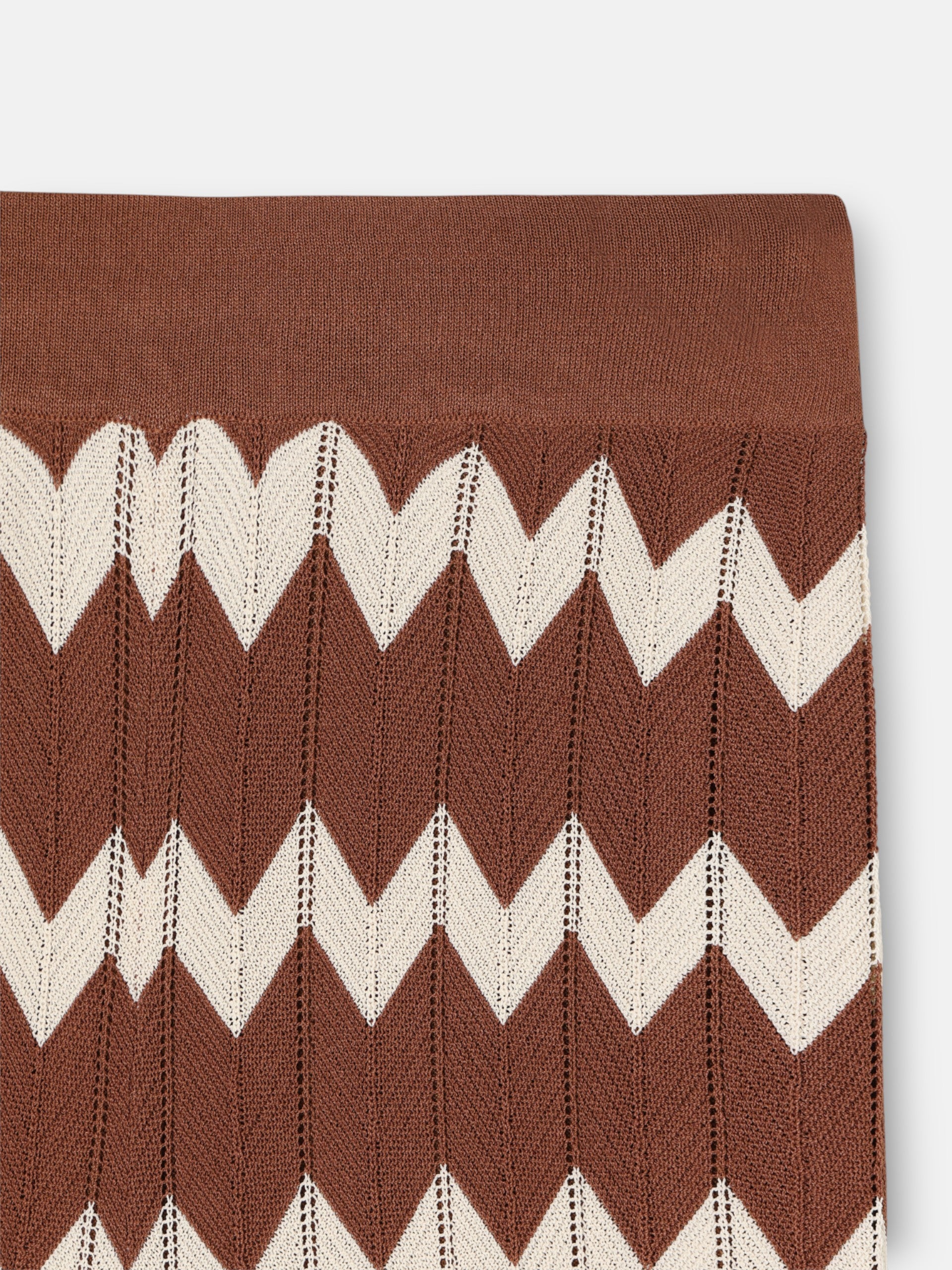 Calças de malha espinha de peixe castanhas