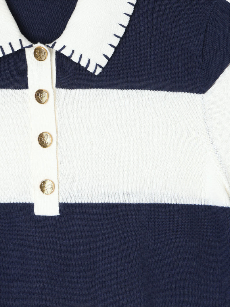 Polo punto manga corta azul y blanco