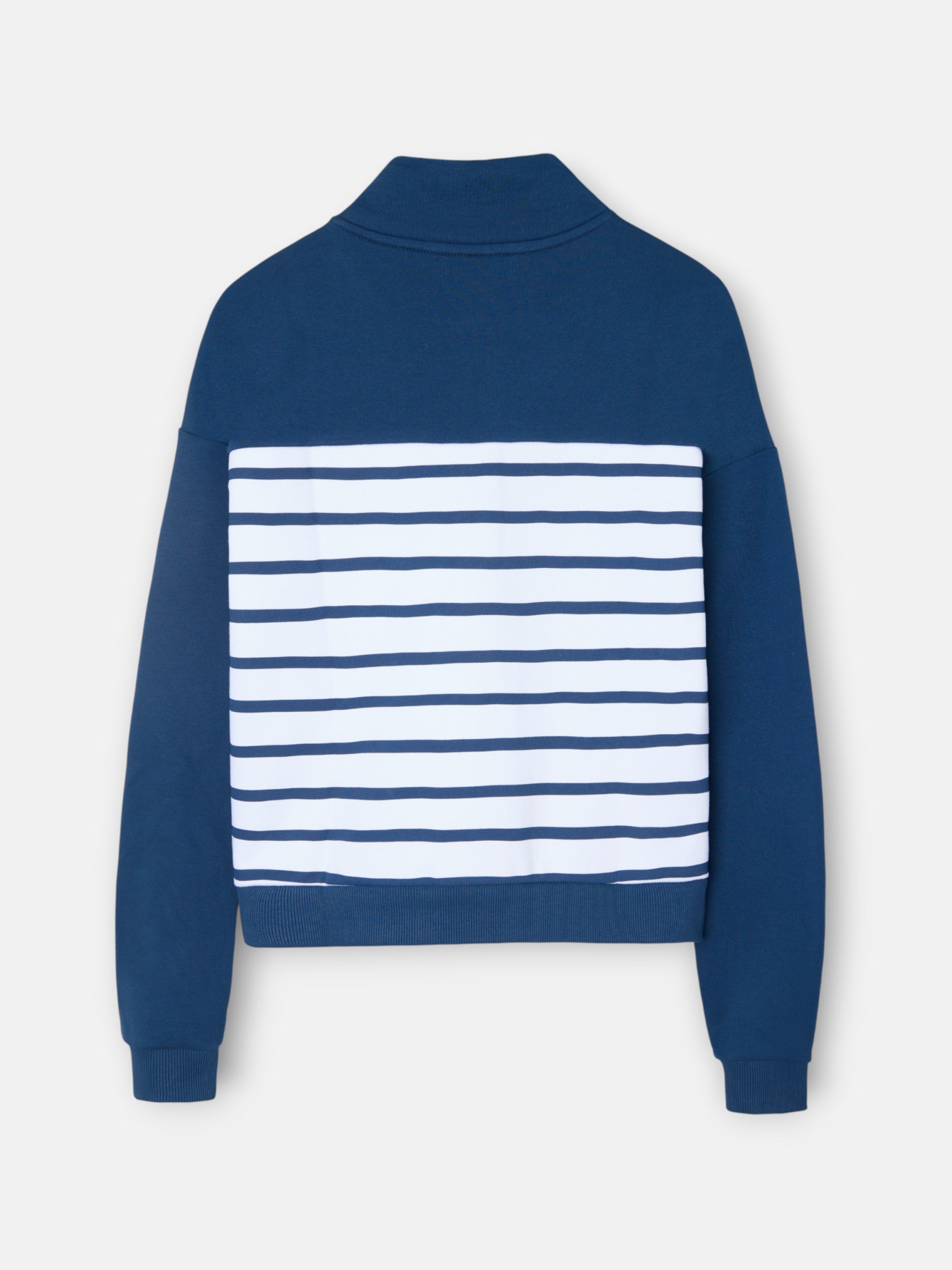 Sweatshirt mulher gola com botões riscas azuis