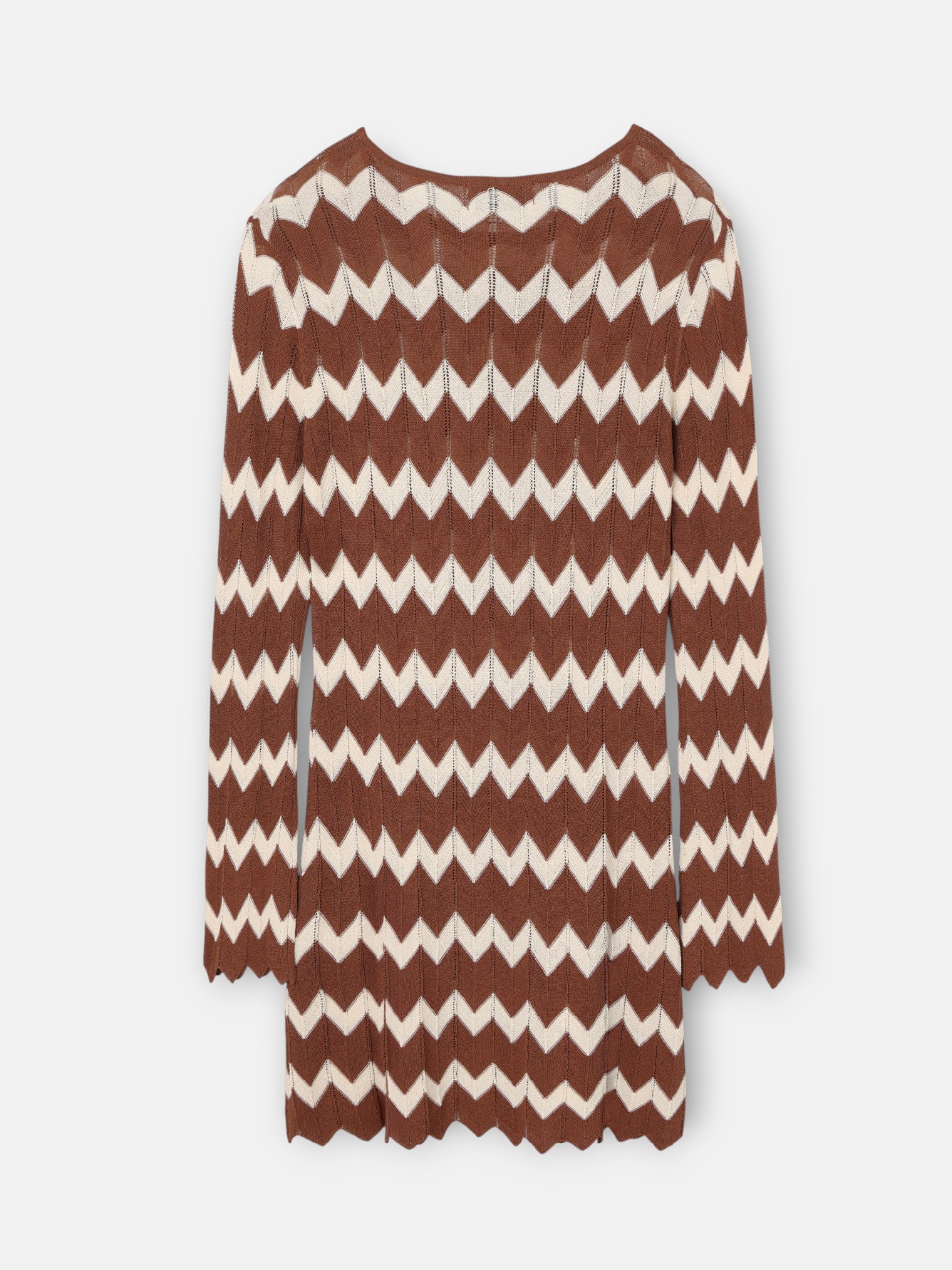 Vestido mini em malha espinha de peixe castanho