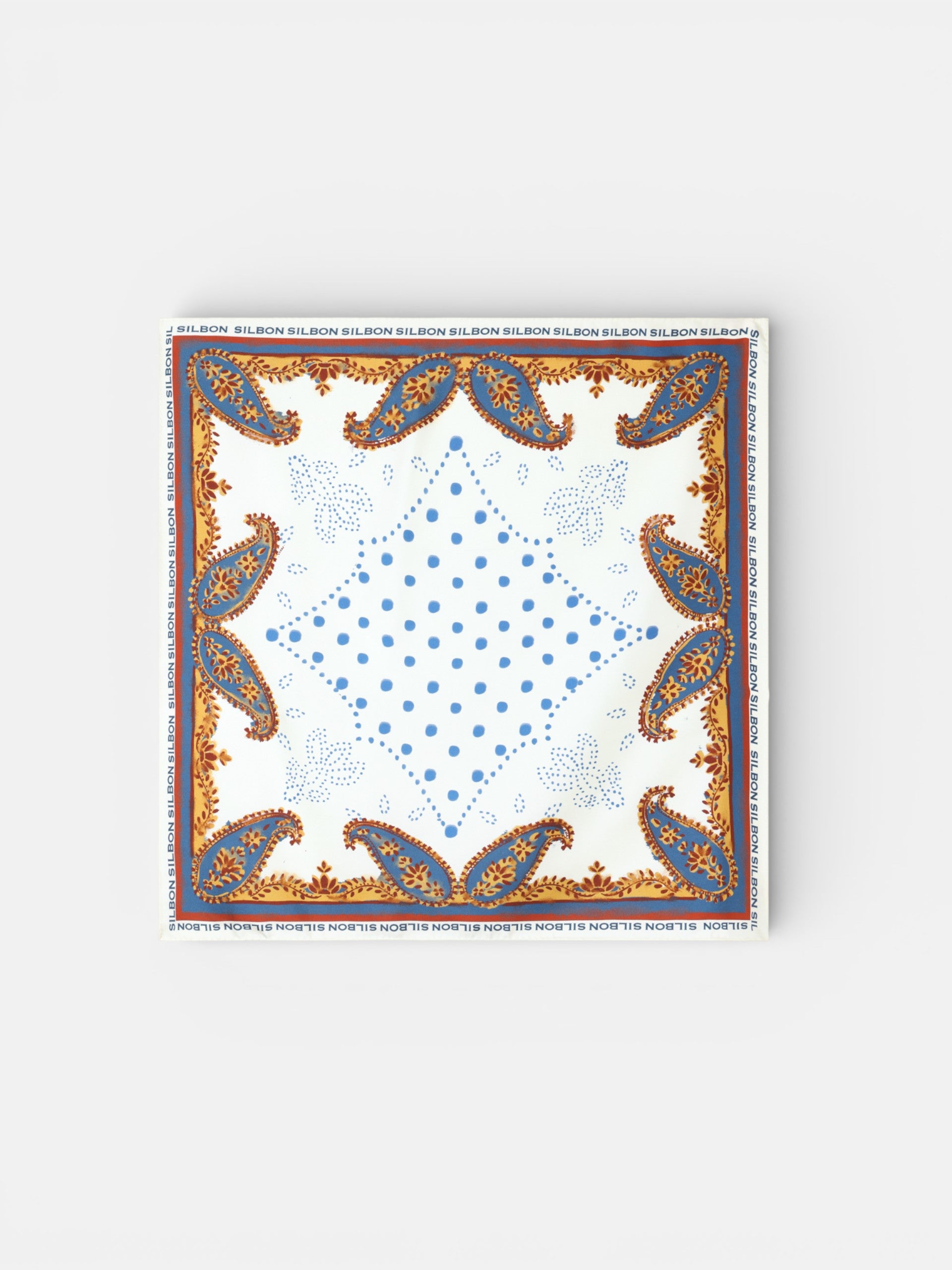 Pañuelo estampado crudo y azul marino