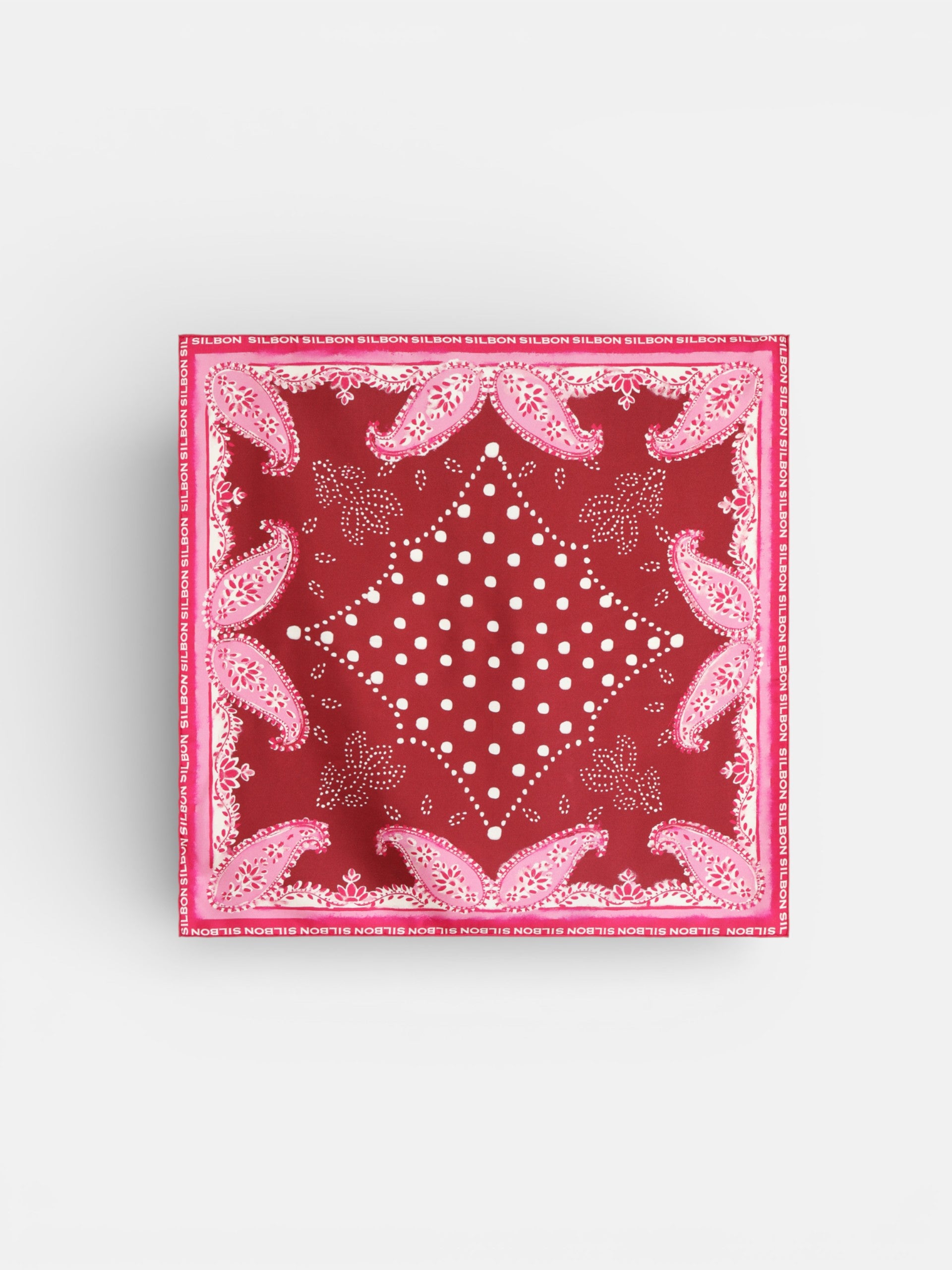 Pañuelo silbon granate y rosa