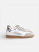 Sapatilha em pele com estampado animal branca