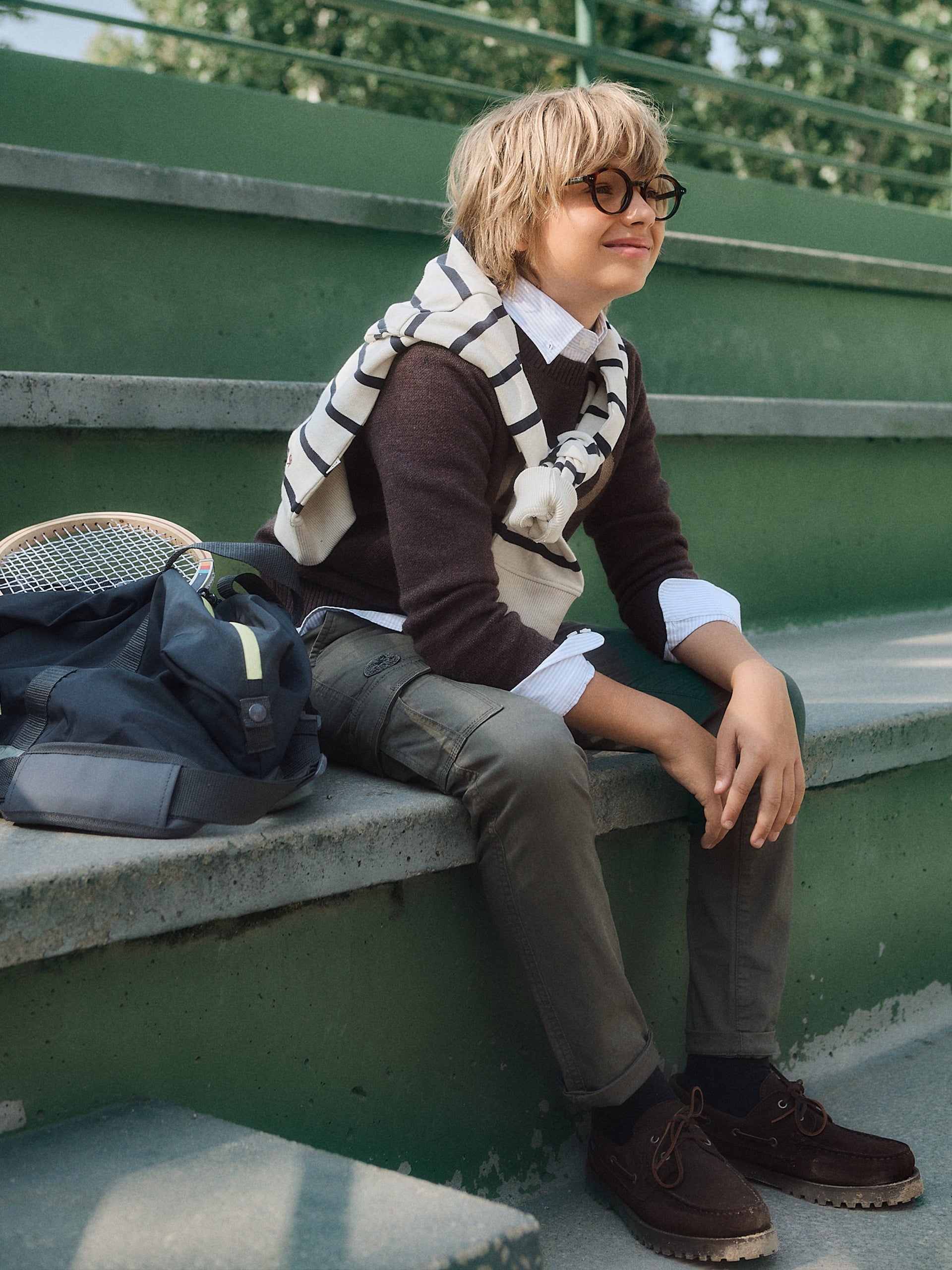 Pantalon cargo sport enfant vert