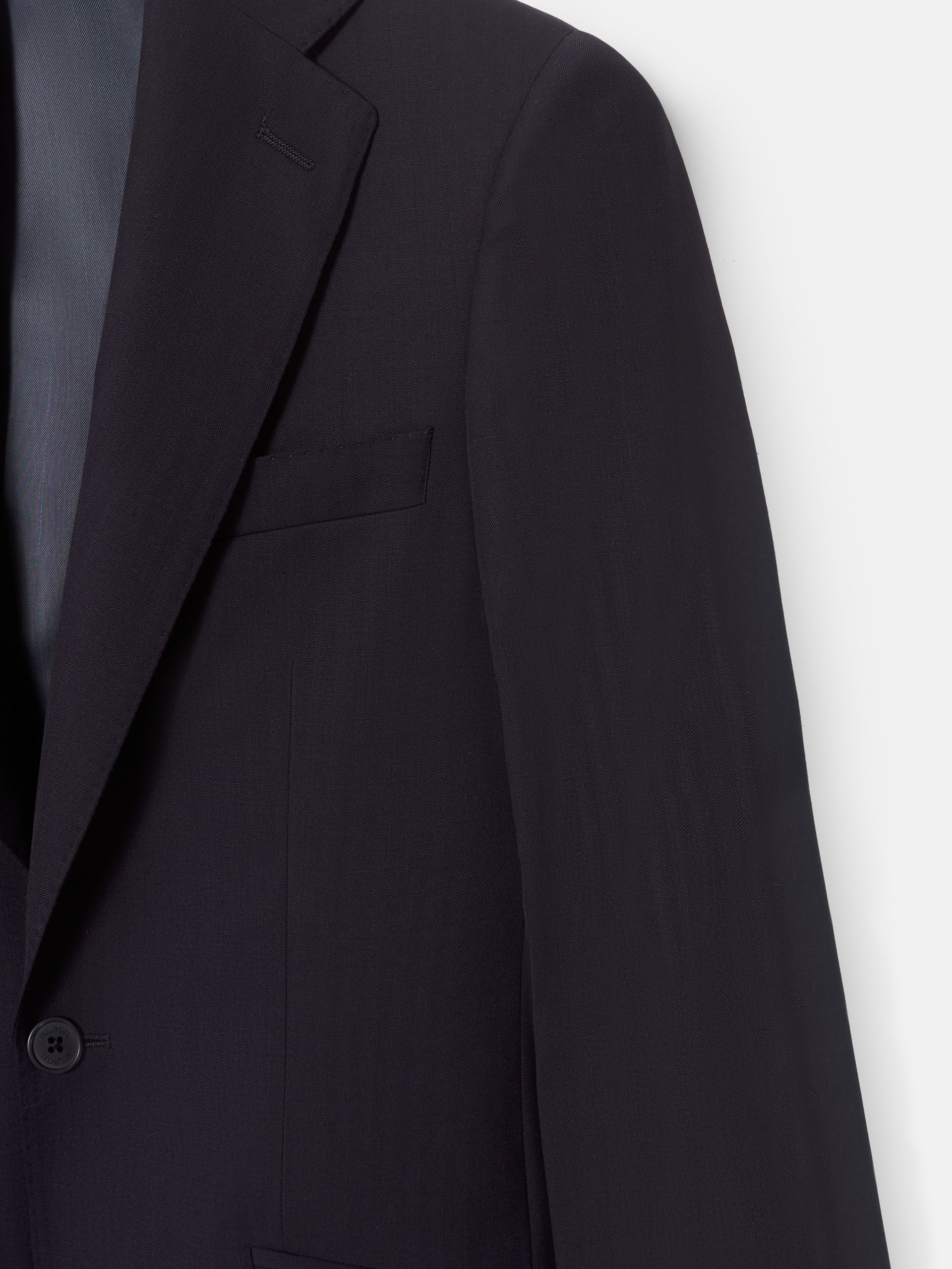 Classic navy blue herringbone suit jacket