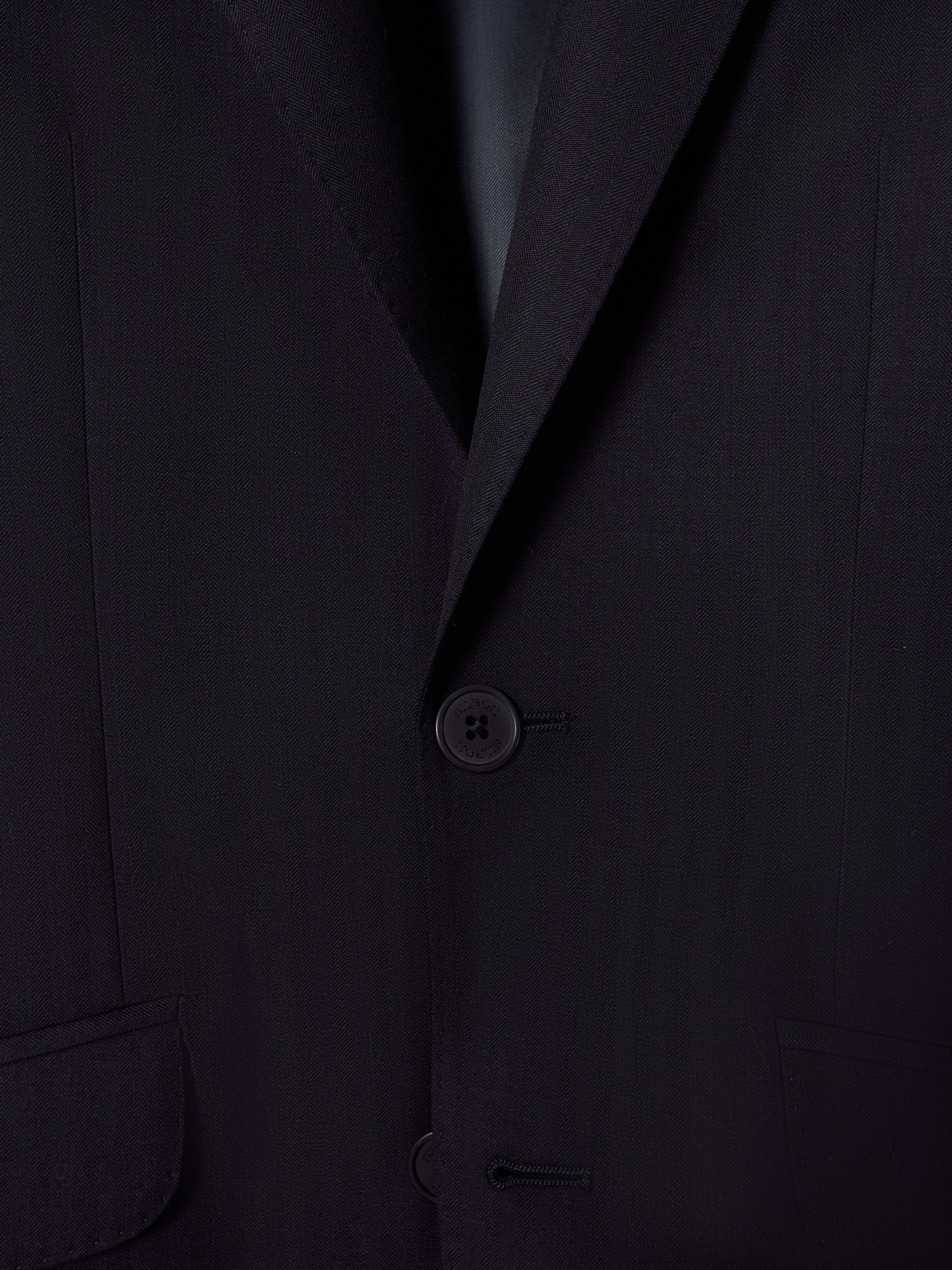 Classic navy blue herringbone suit jacket