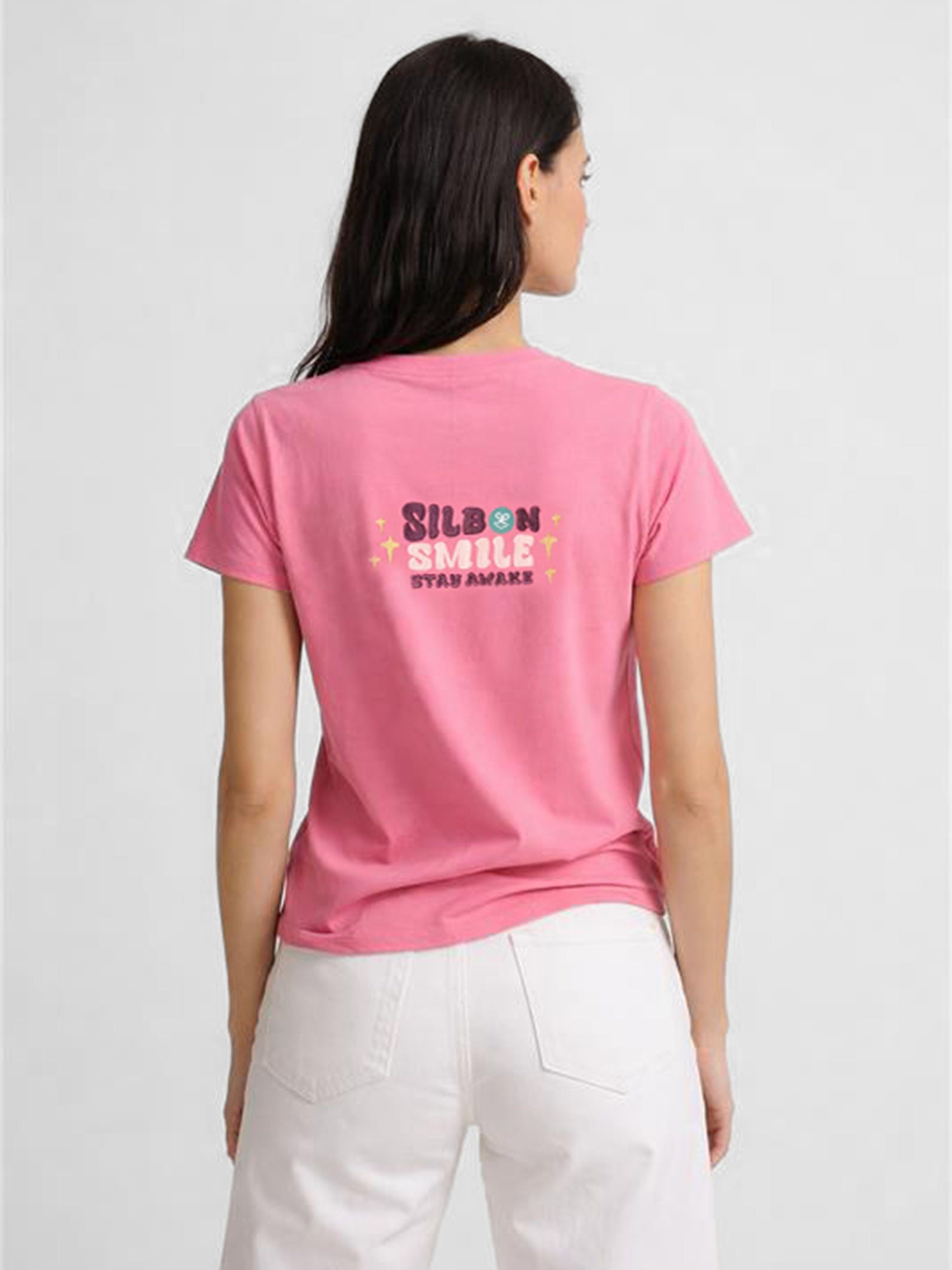 T-shirt rose Silbon Smile pour femme