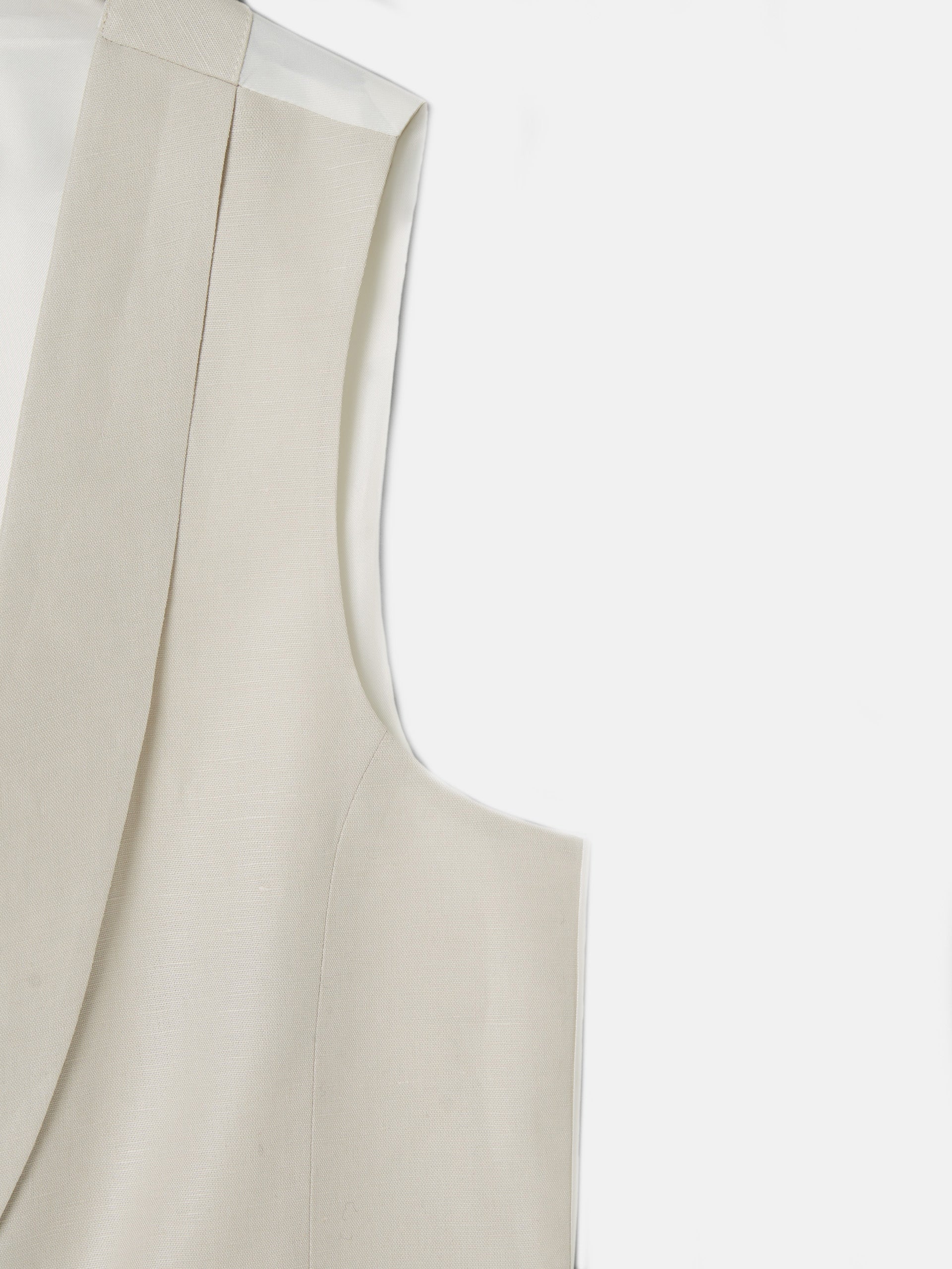 Colete chaque com decote redondo cinzento pérola