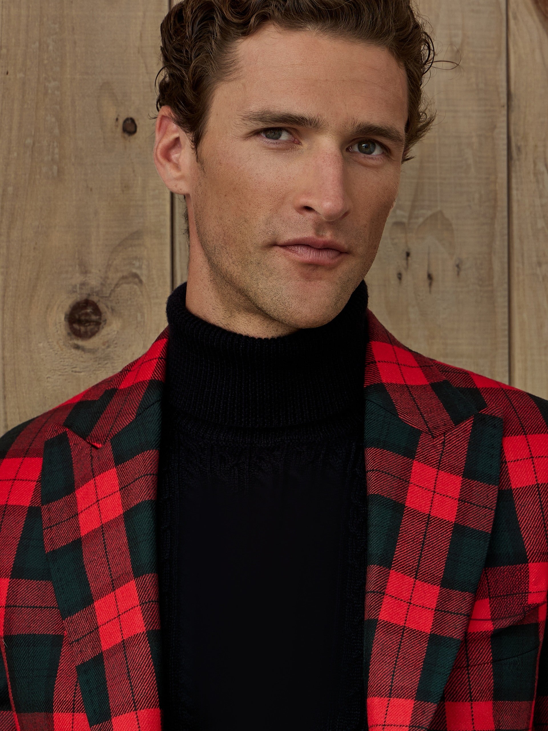 Americana cuadro tartan Ruz burdeos