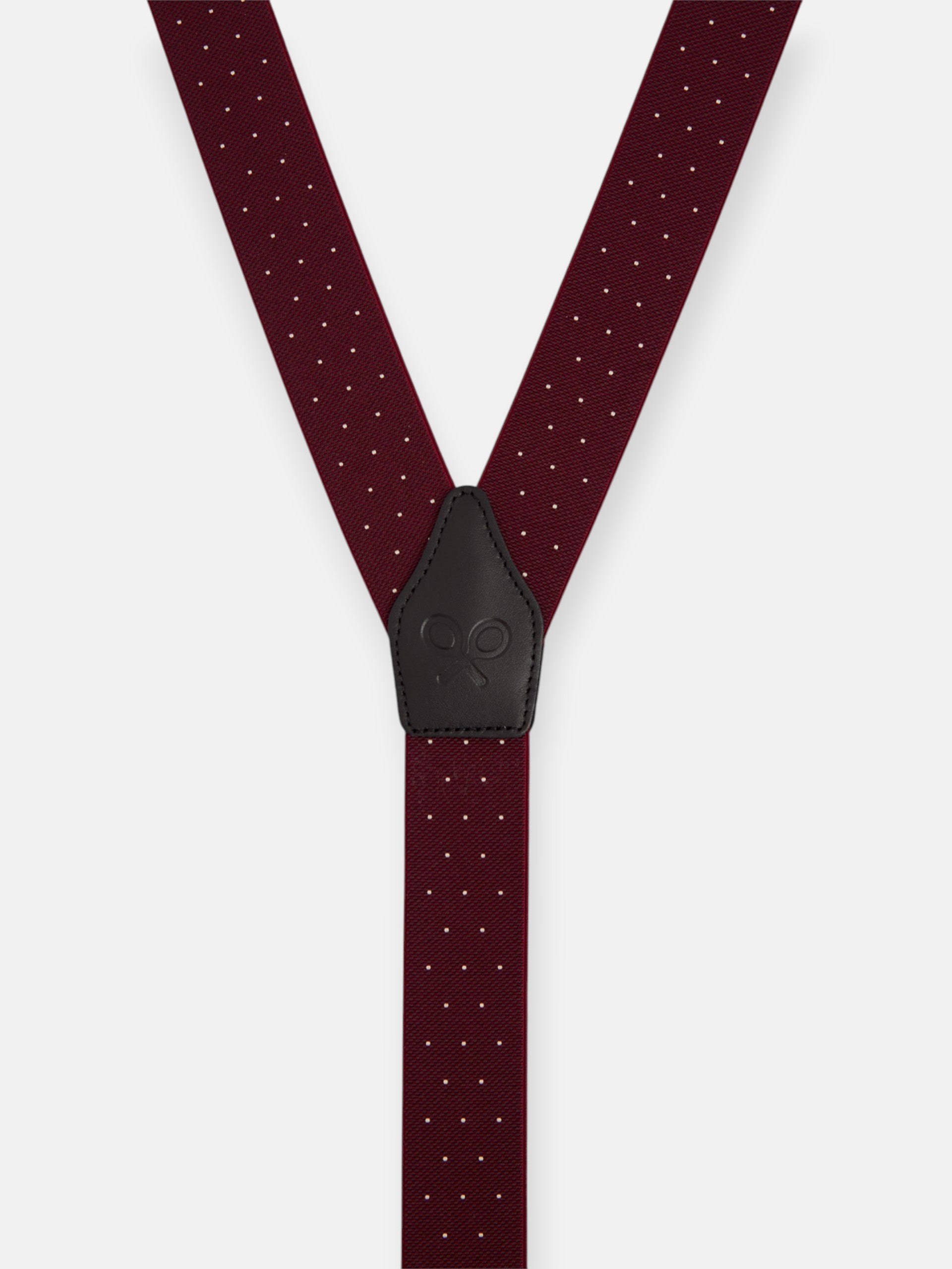 Silbon suspender with burgundy dots