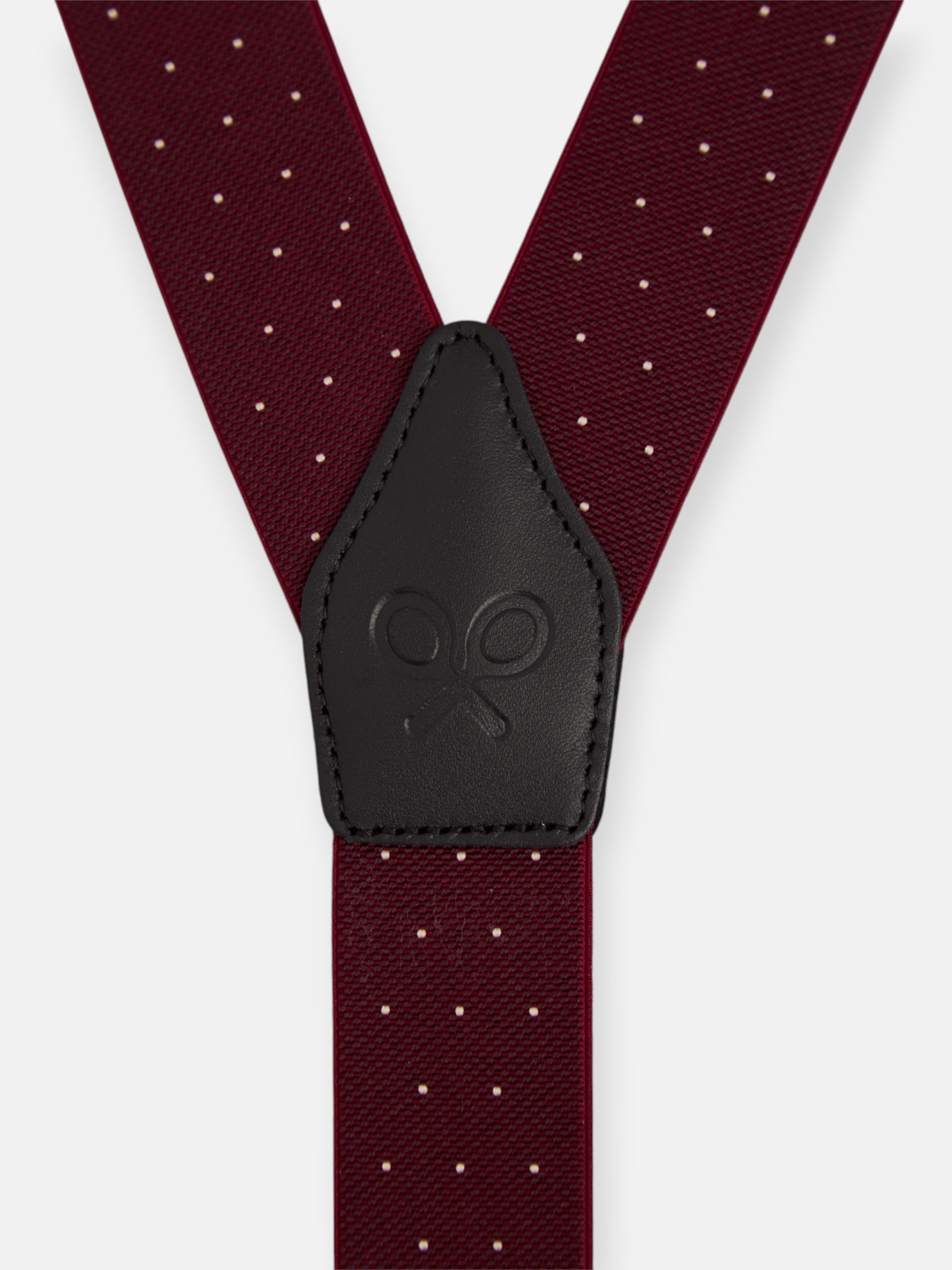 Silbon suspender with burgundy dots