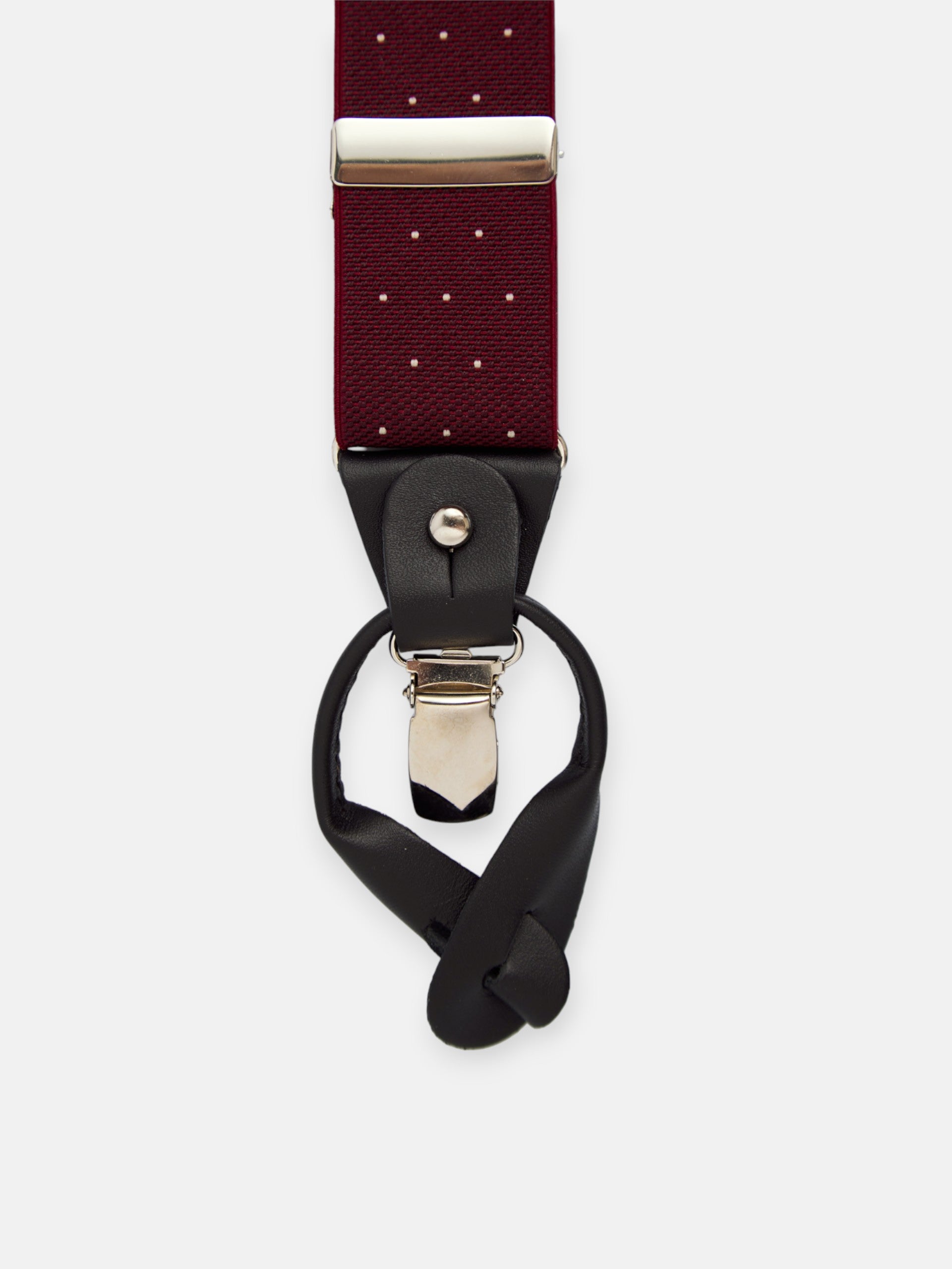 Silbon suspender with burgundy dots