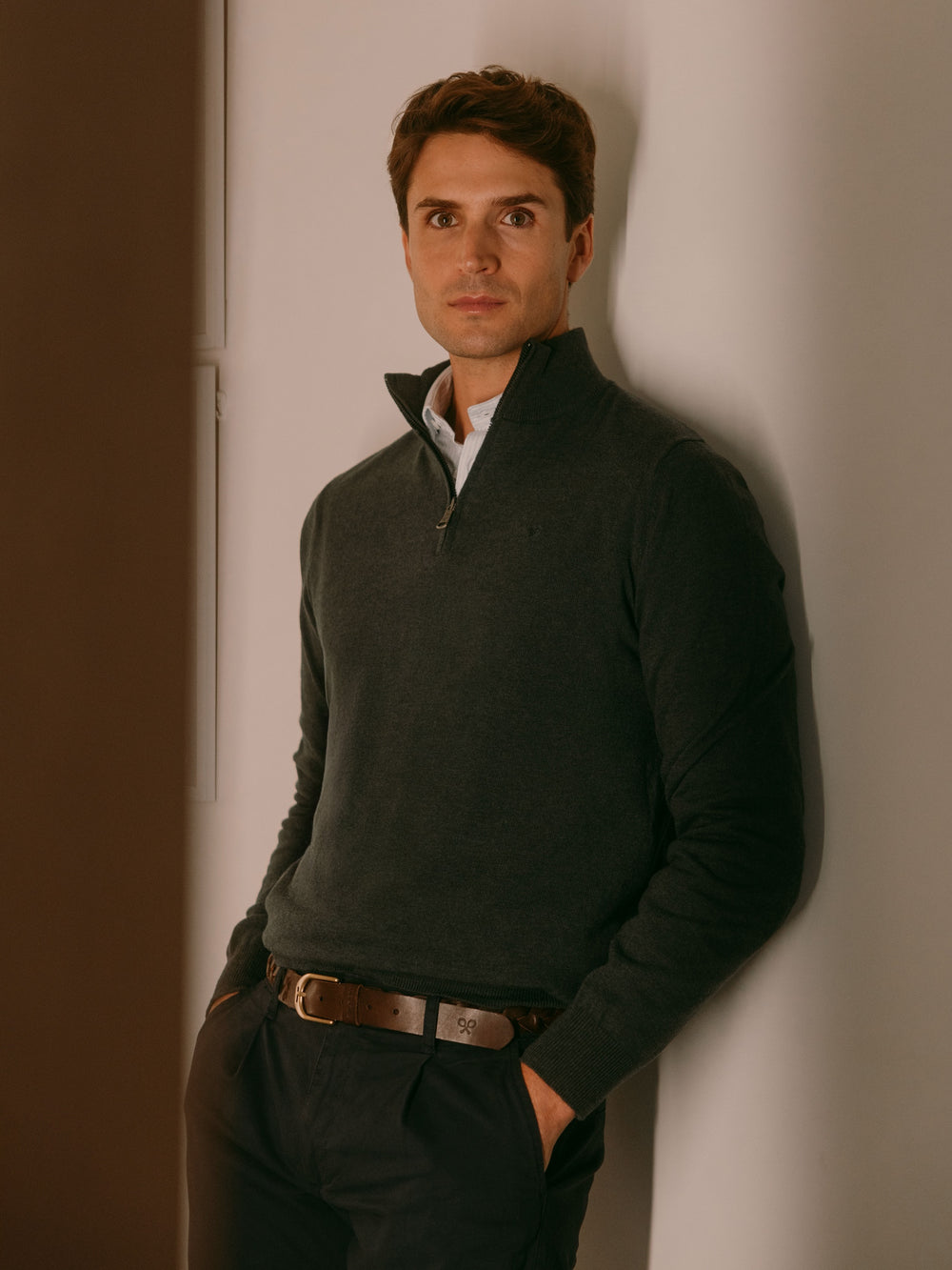 Medium green half-zip jersey