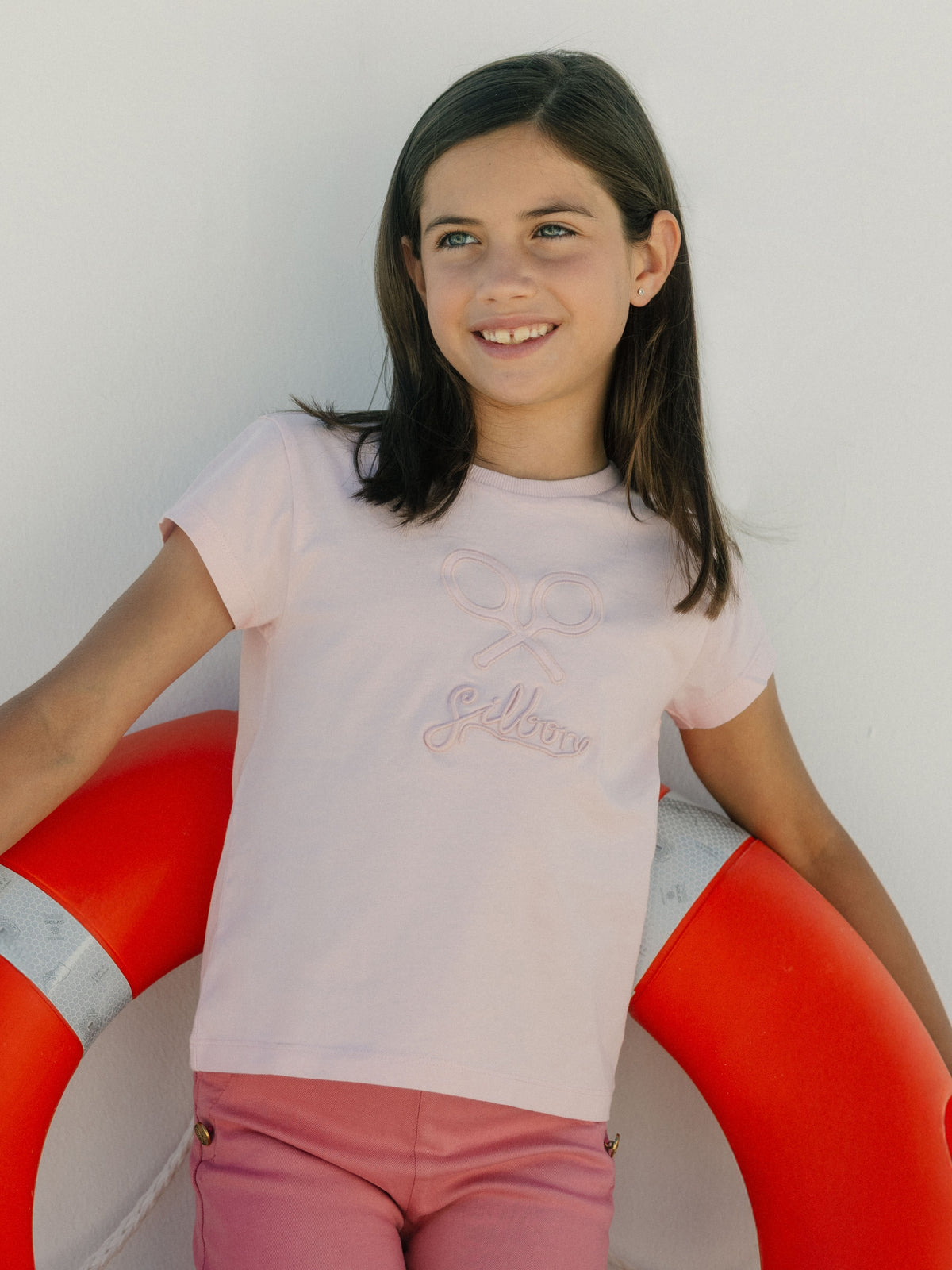 Camisola clássica rosa para menina