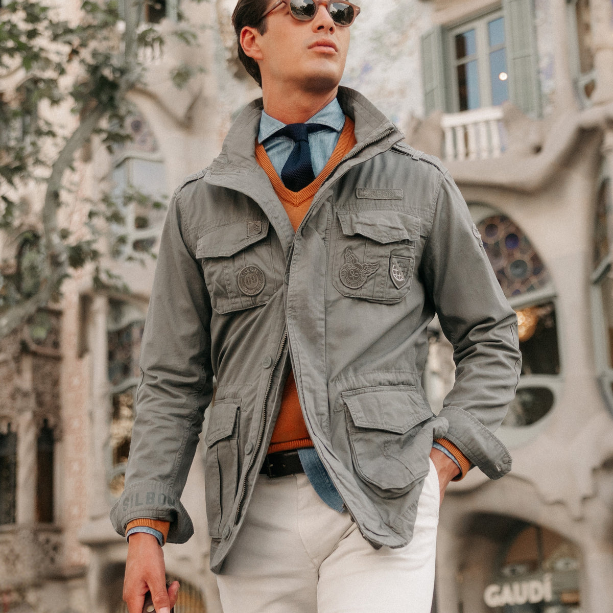 Chaqueta militar parches dye verde