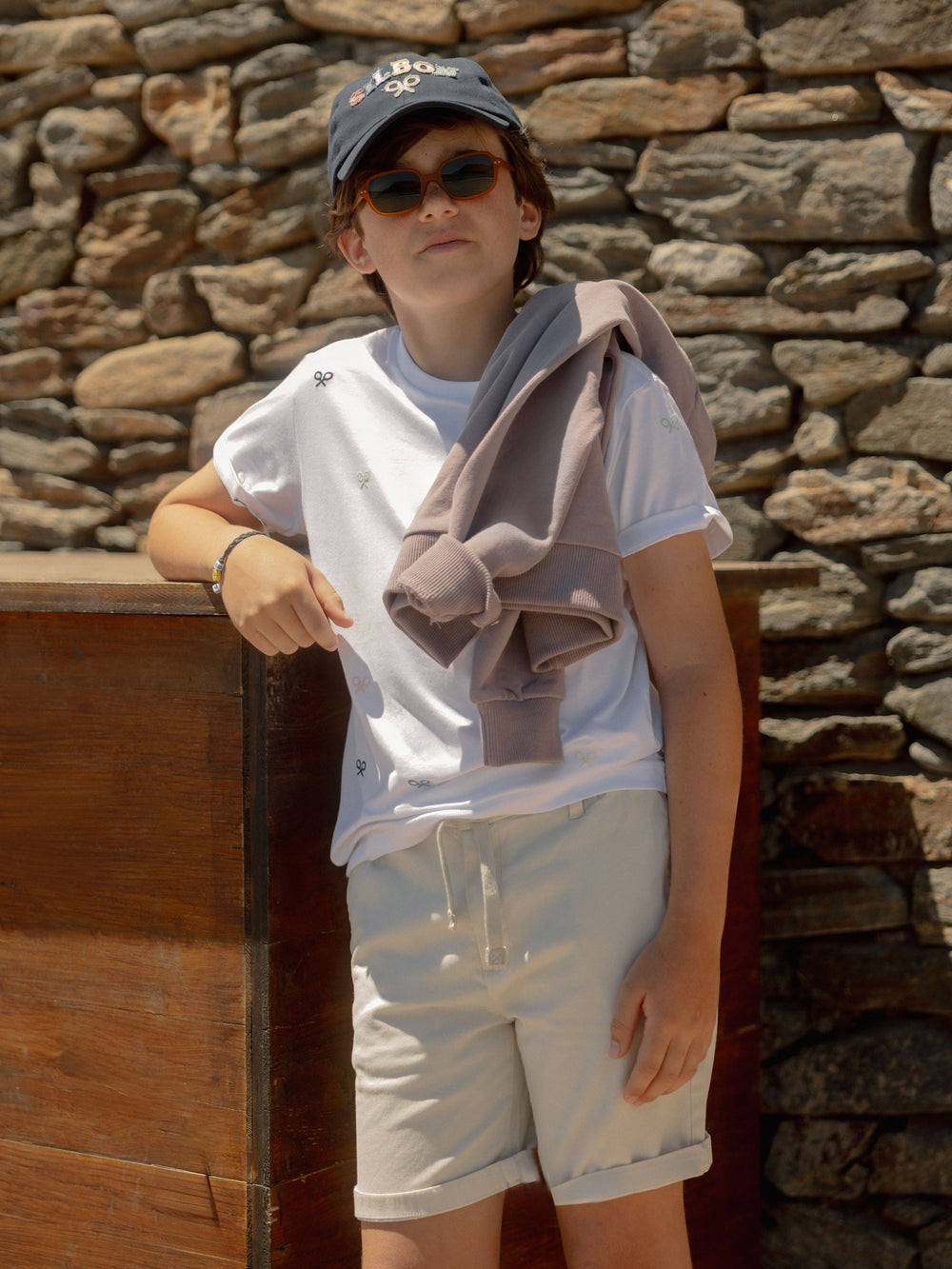 Classic stone kids' Bermuda shorts