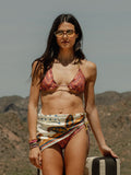 Haut de bikini motif chevrons roses