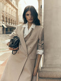 Manteau unique long croisé beige
