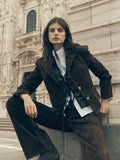 Veste unique crop floquée marron