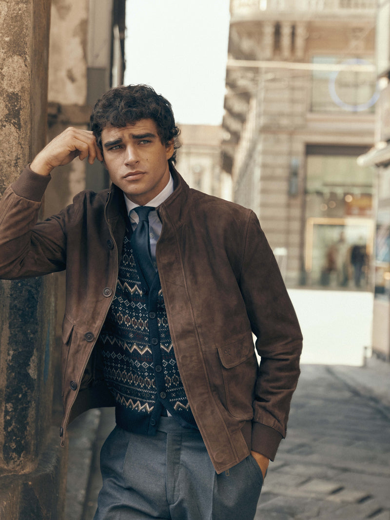 Harrington Unique brown leather jacket
