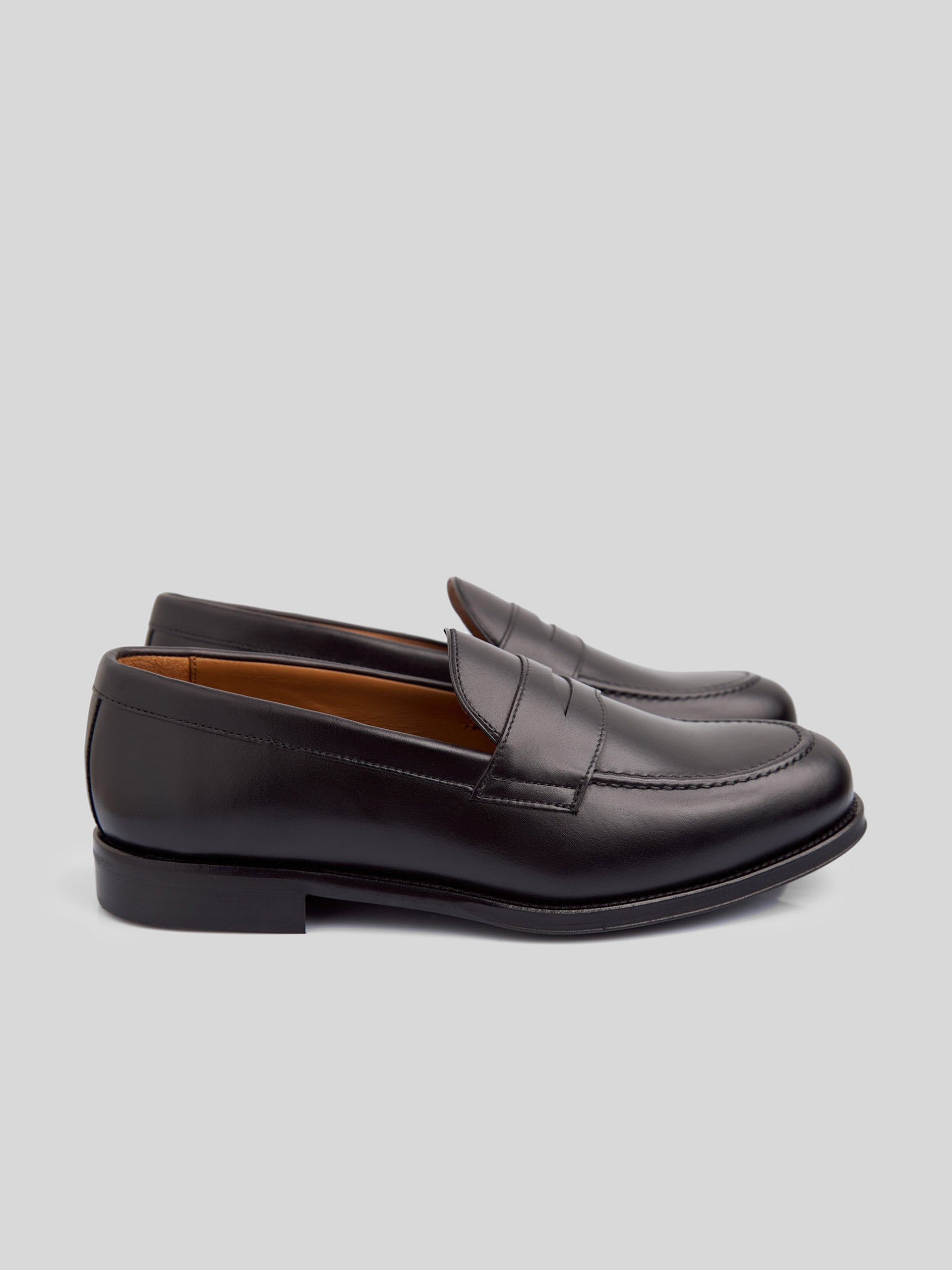Black leather penny shoe