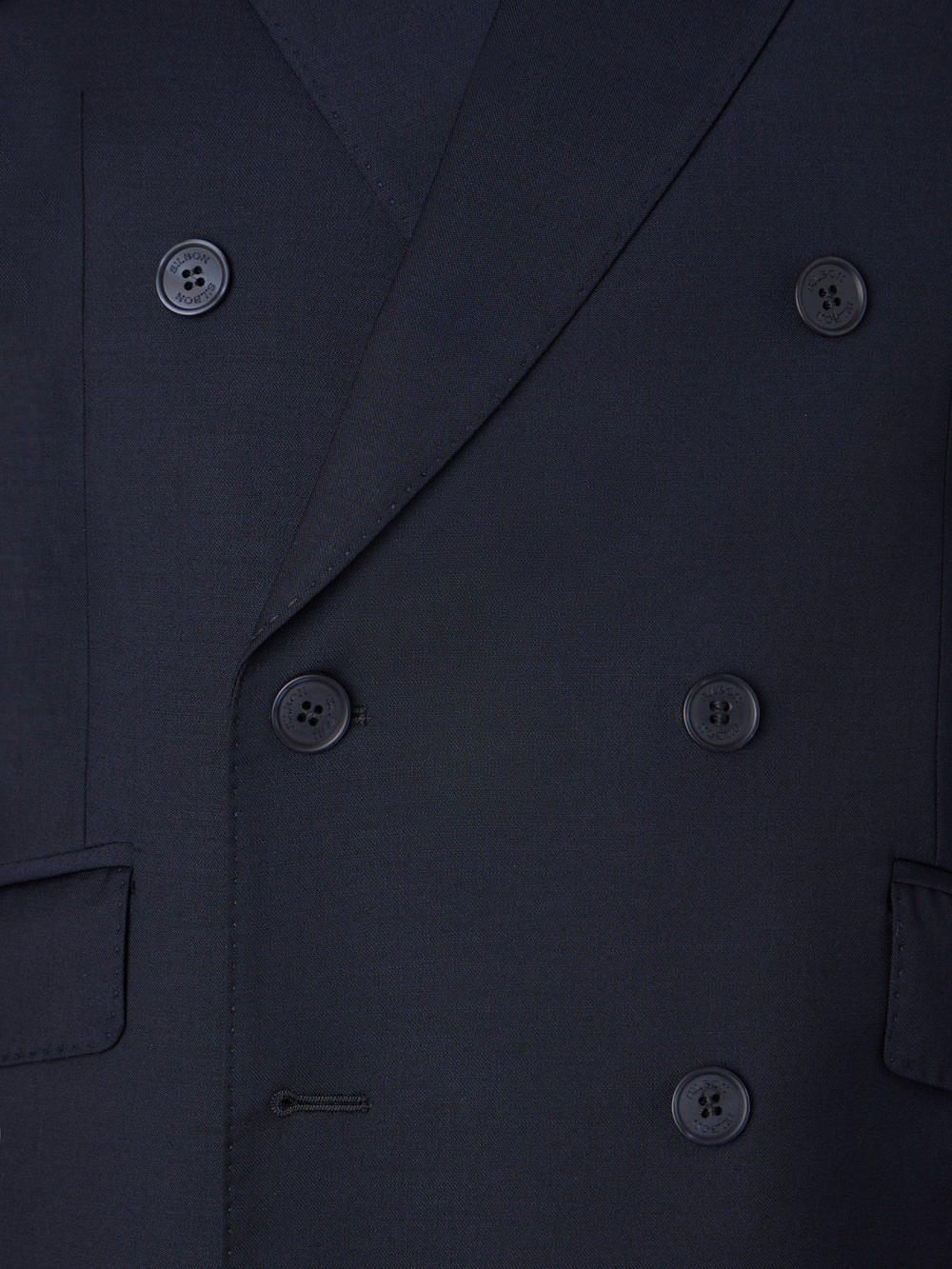 Navy blue stretch double-breasted suit jacket