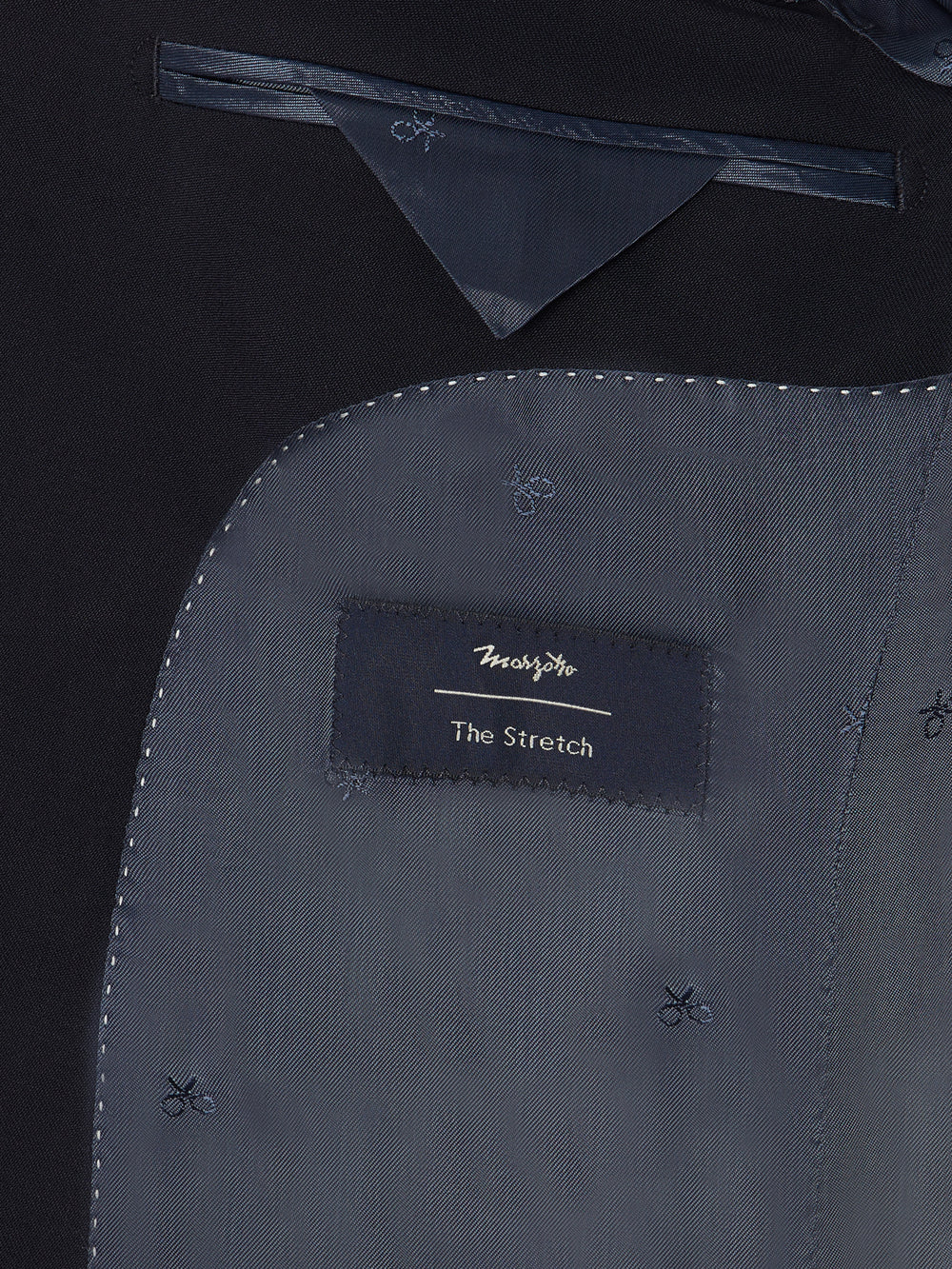 Navy blue stretch double-breasted suit jacket
