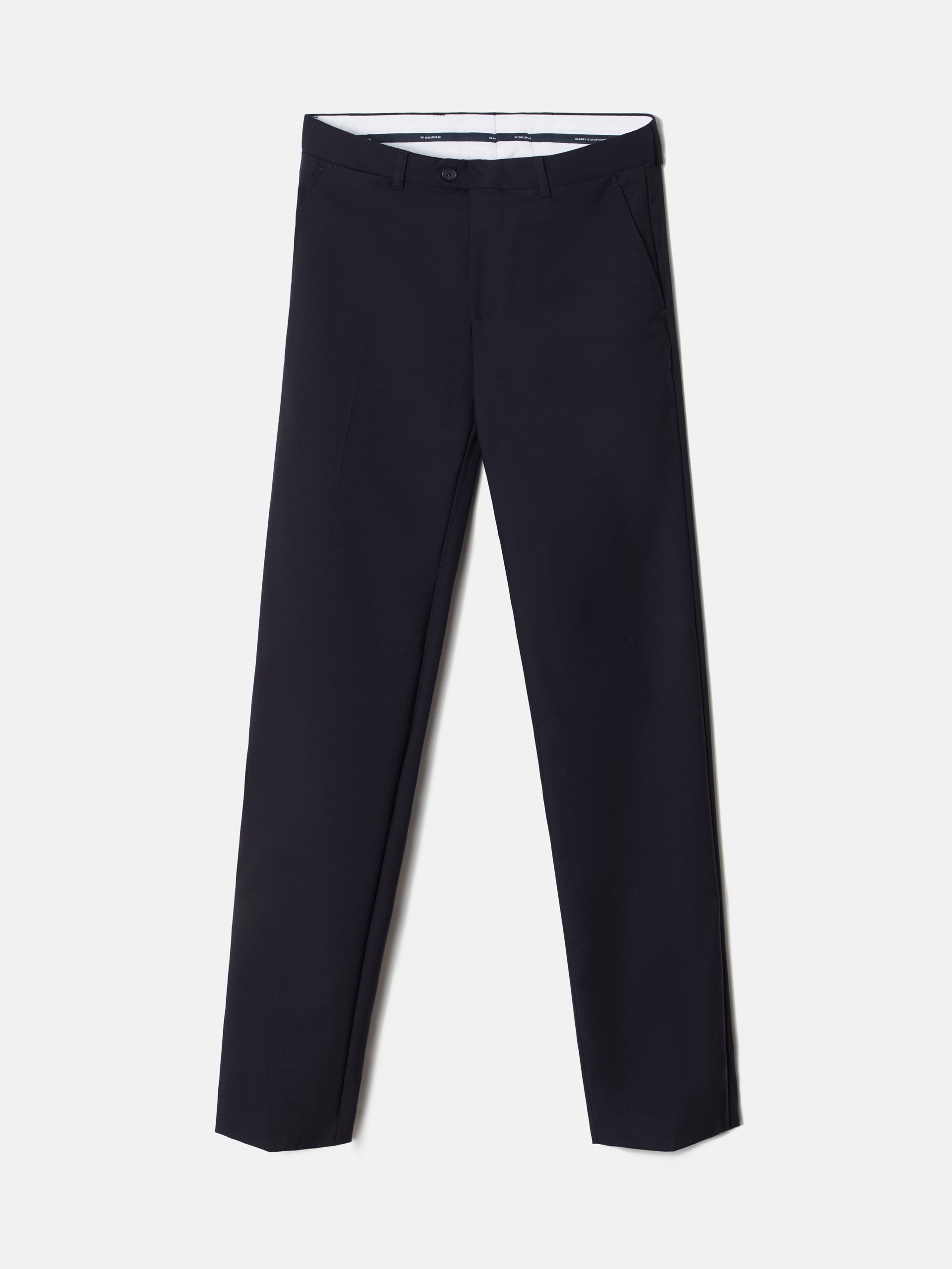Pantalon de costume croisé stretch bleu marine