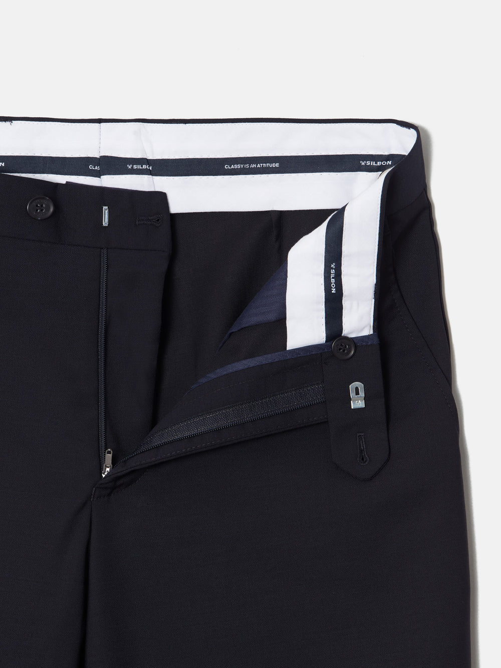 Pantalon traje cruzado stretch azul marino