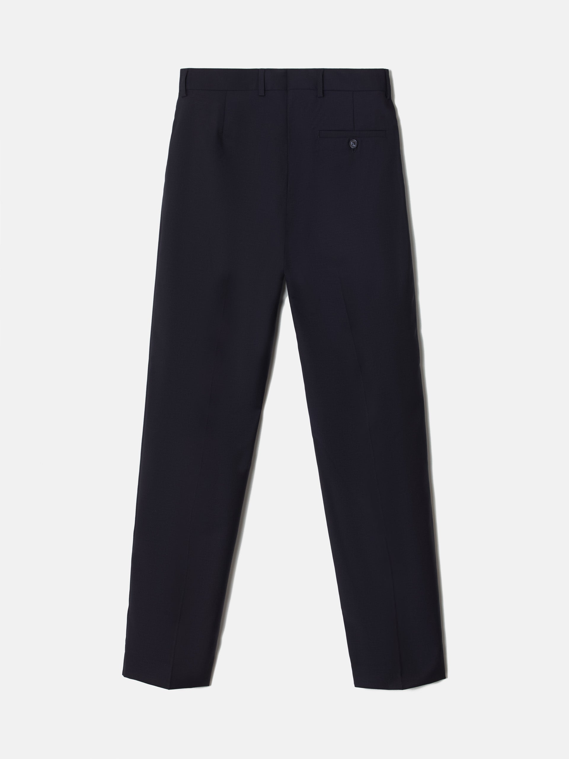 Navy blue stretch double-breasted suit pants