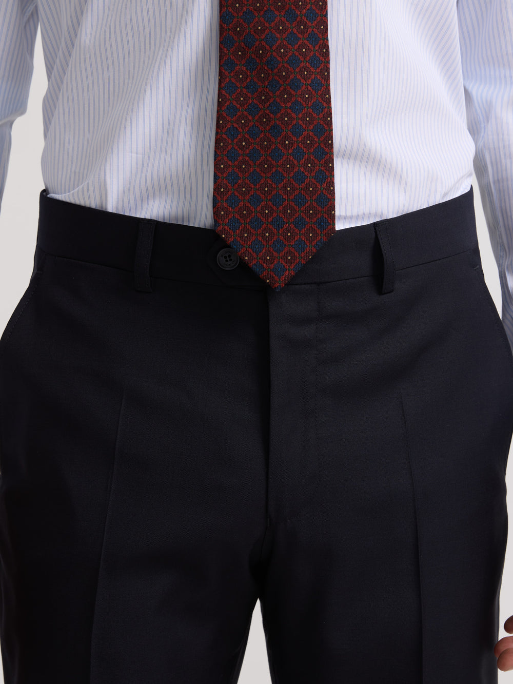 Pantalon traje cruzado stretch azul marino