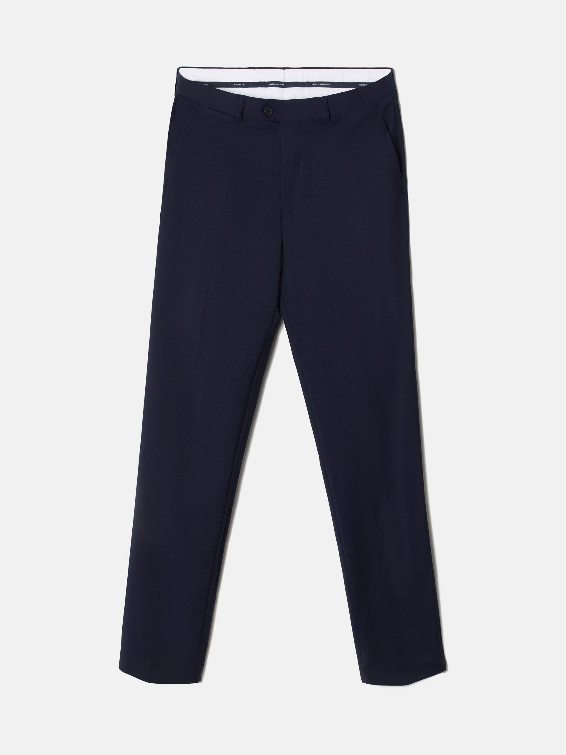 Natural stretch navy blue suit pants