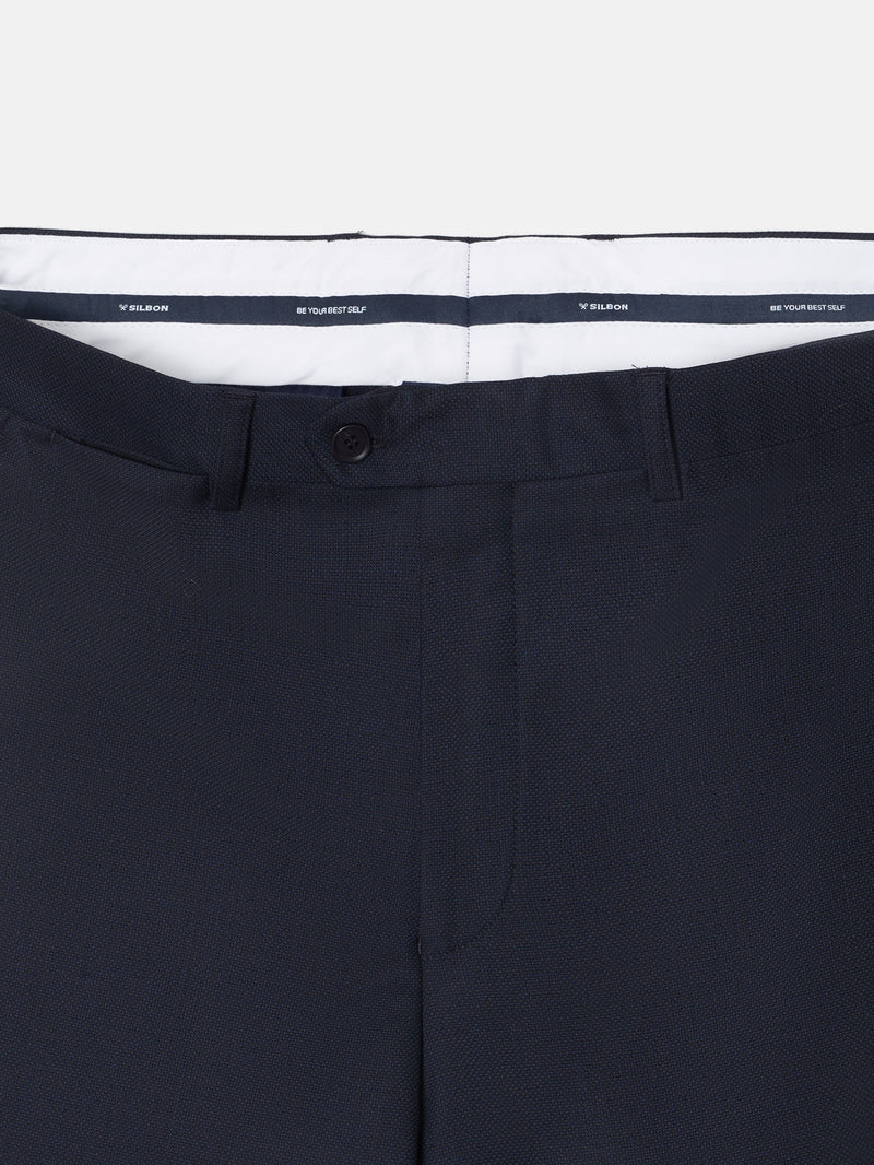 Pantalon costume œil de perdrix bleu marine