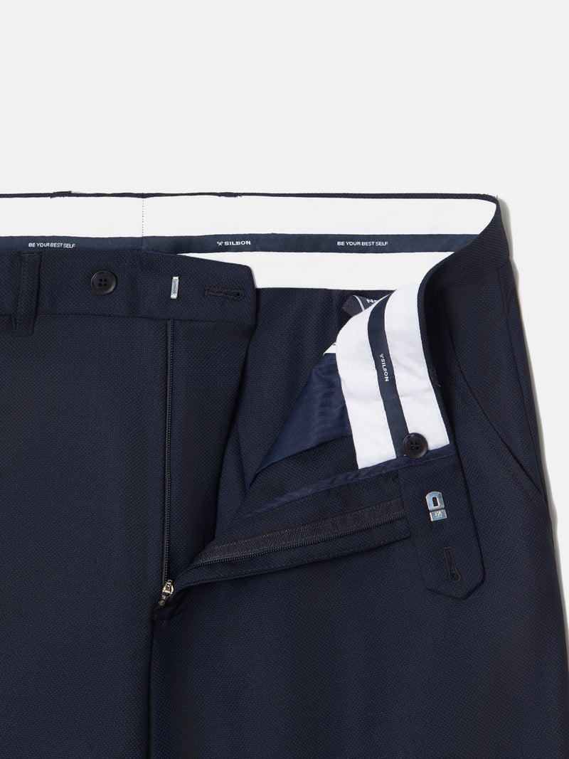 Pantalon costume œil de perdrix bleu marine