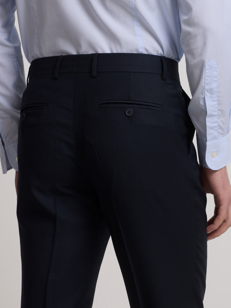Pantalon costume œil de perdrix bleu marine