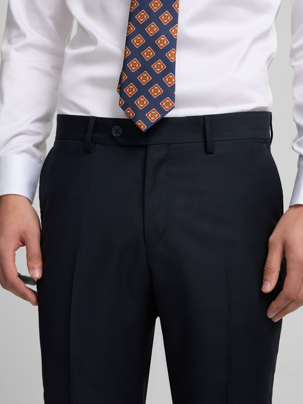 Fato de calças olho de perdiz azul-marinho