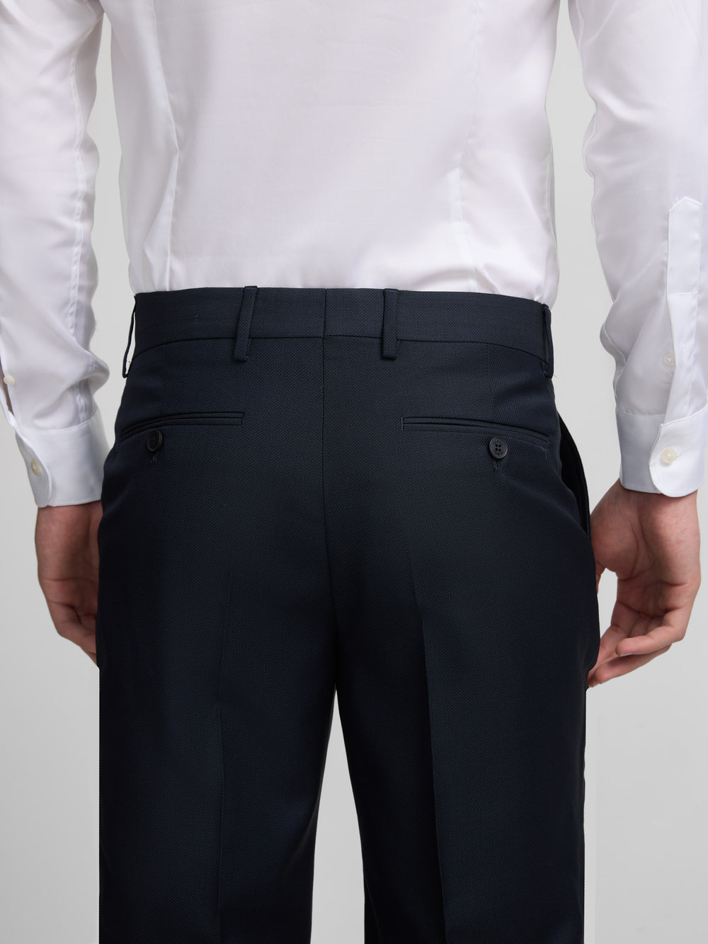 Fato de calças olho de perdiz azul-marinho