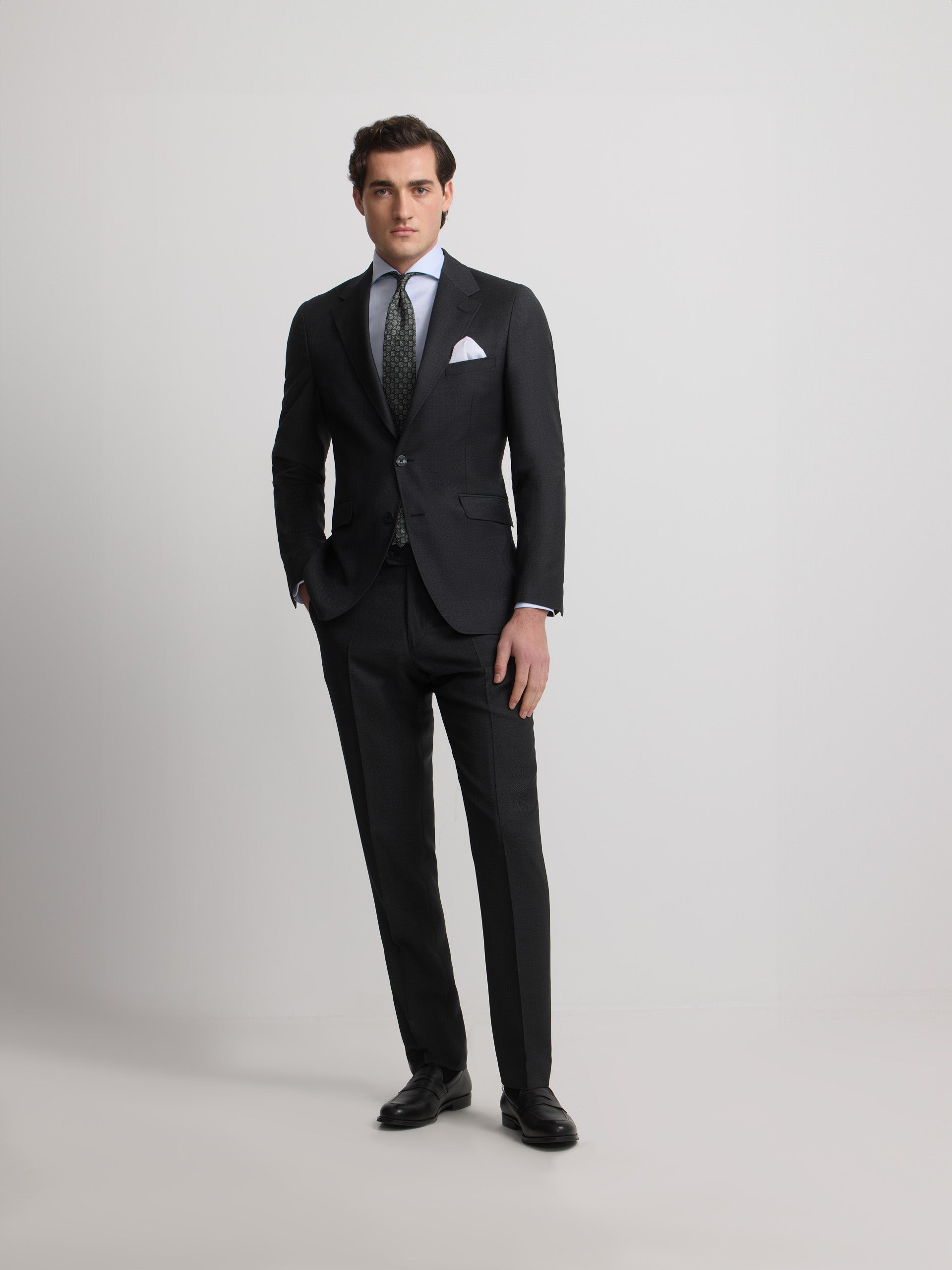 Gray bird's eye blazer suit