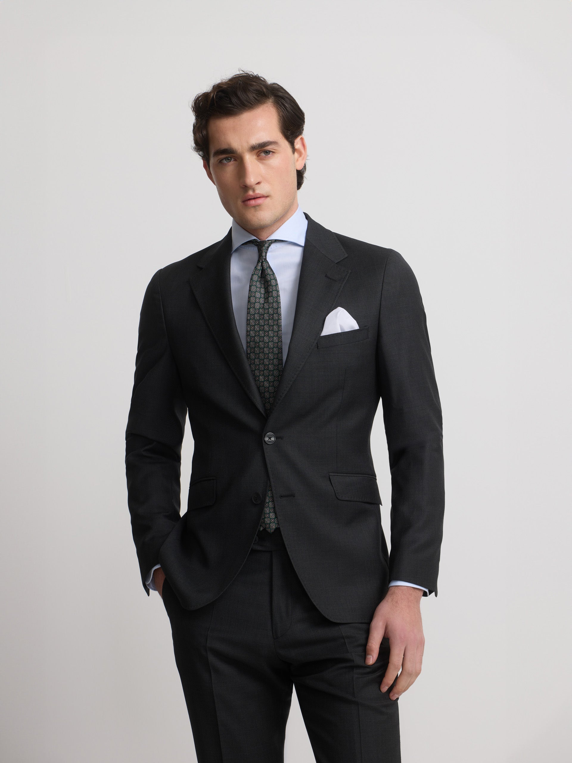 Gray bird's eye blazer suit