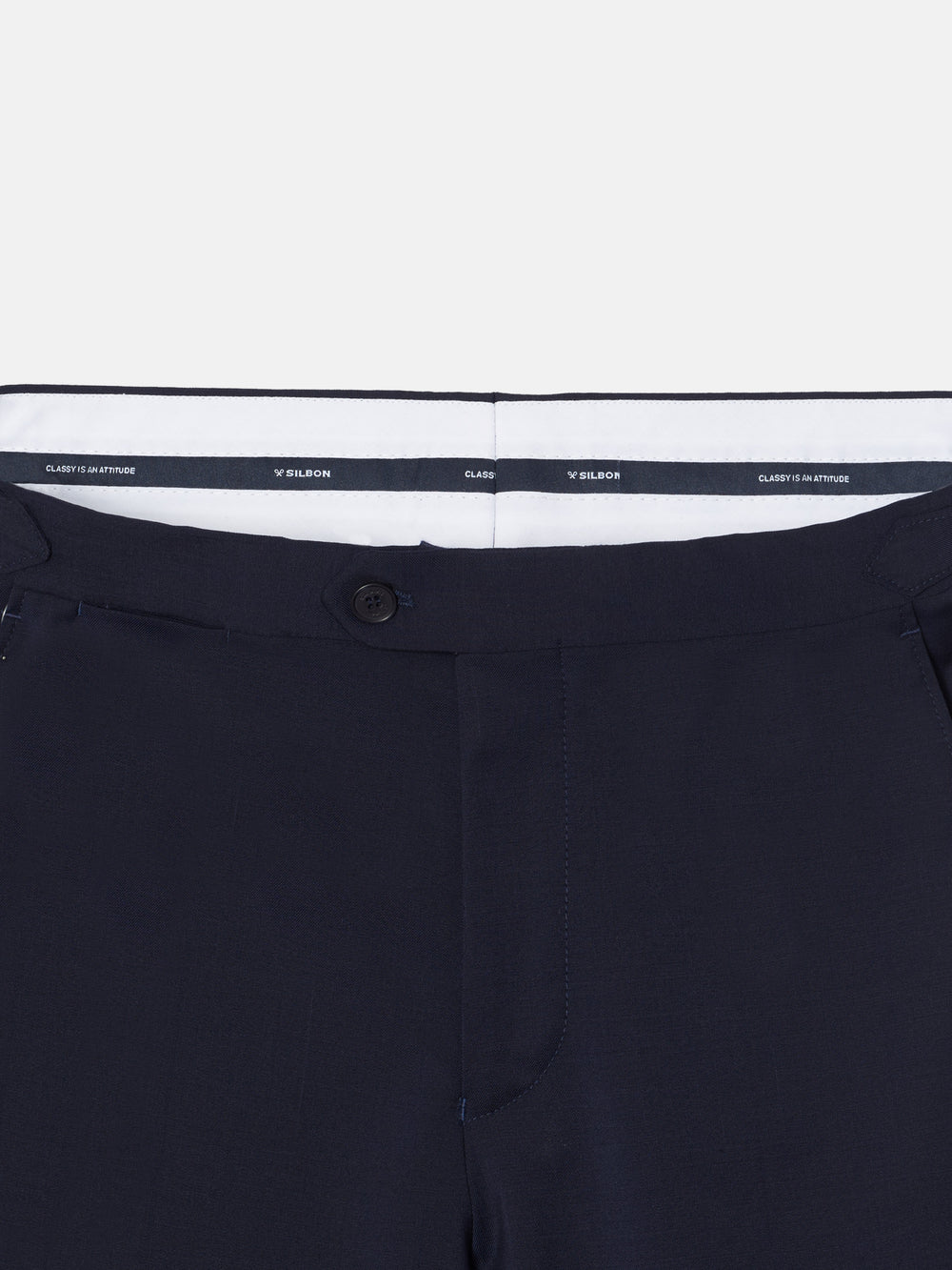 Calças chaque stretch azul claro