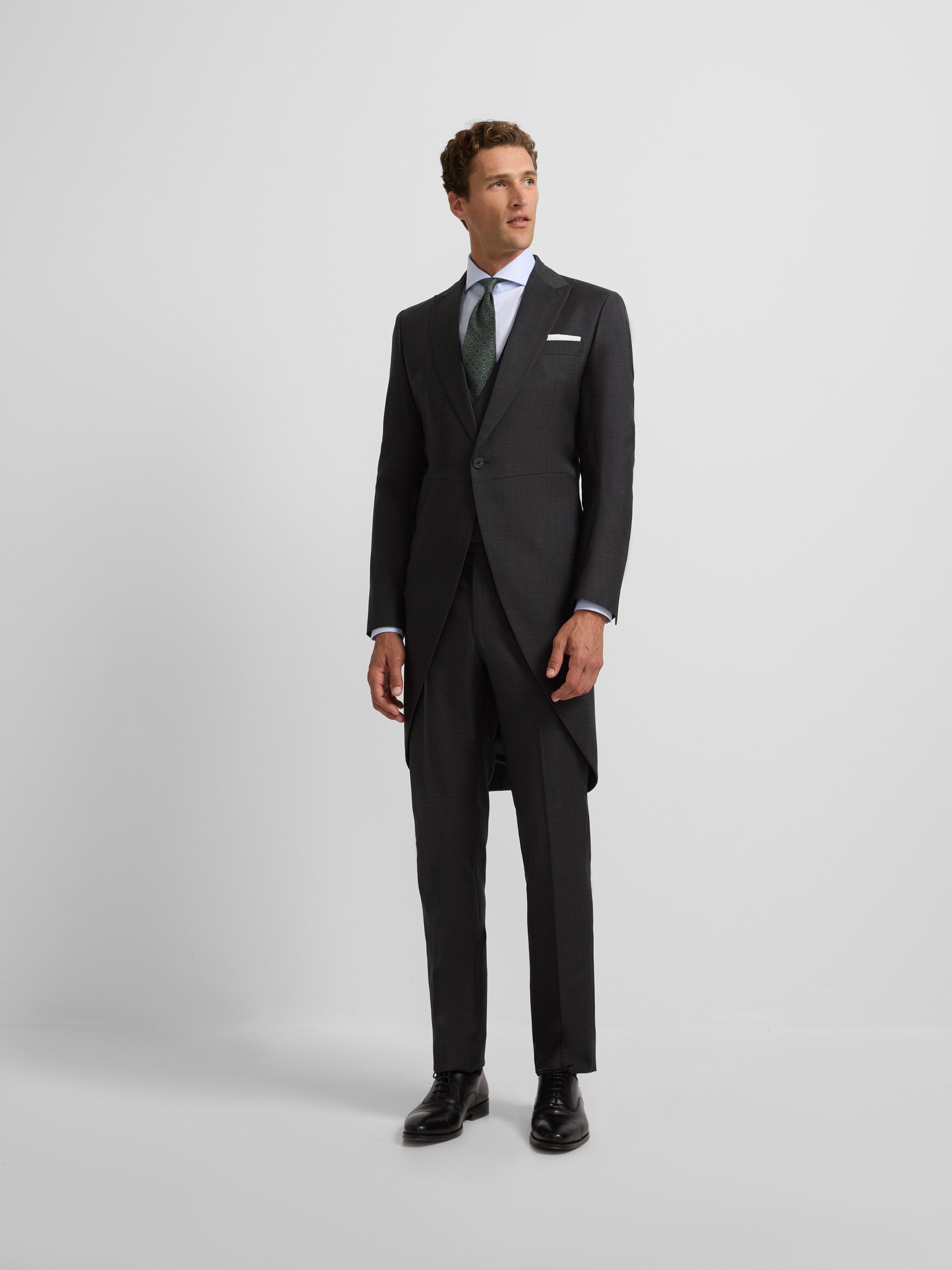 Traje Novio Gris Oscuro Traje ChaquÃ© Hombre Flores Estampa De