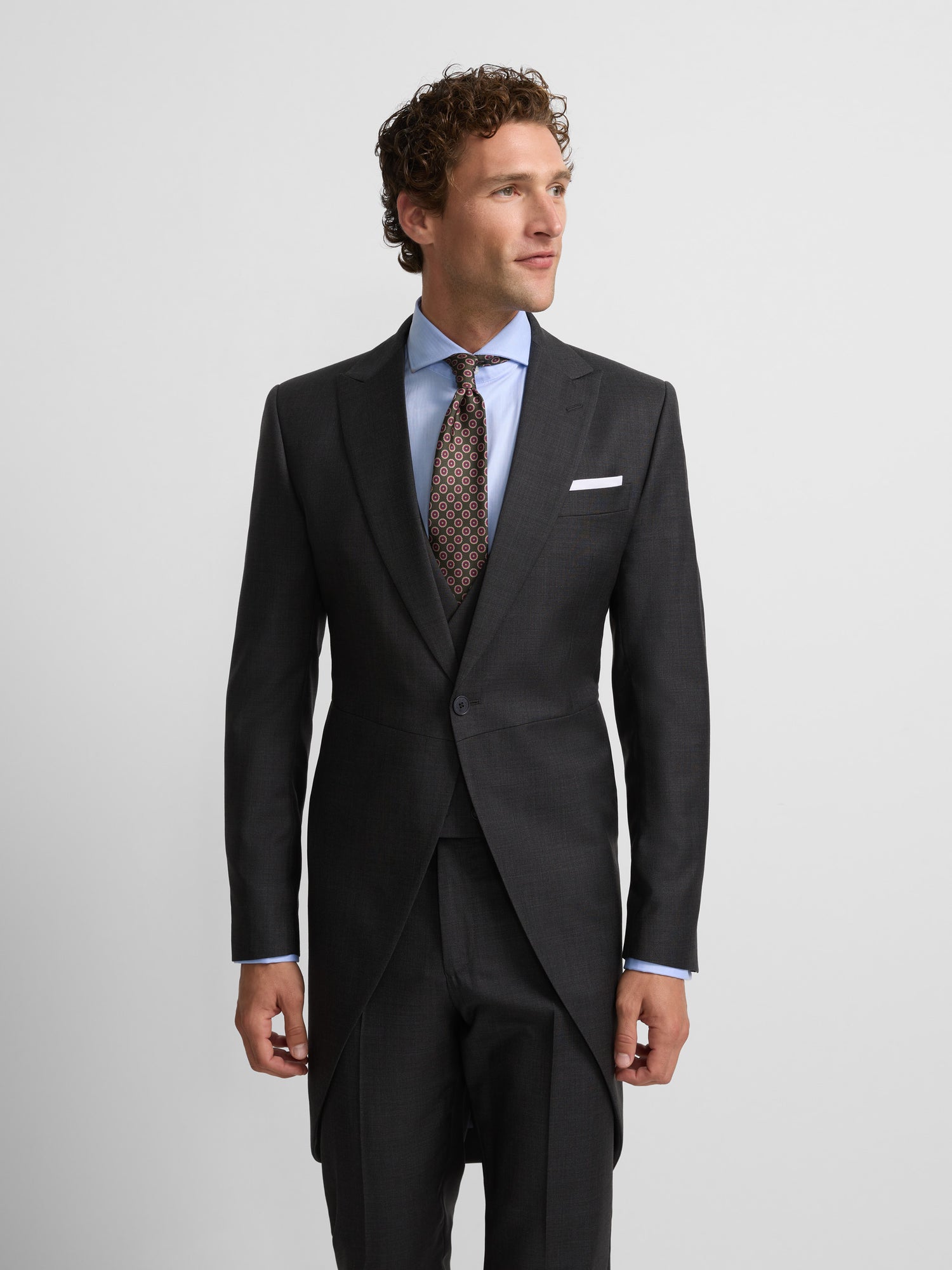 Grey stretch chaque frock coat