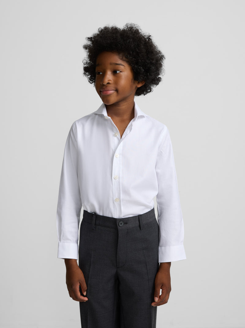 Camisa vestir kids puño simple blanca