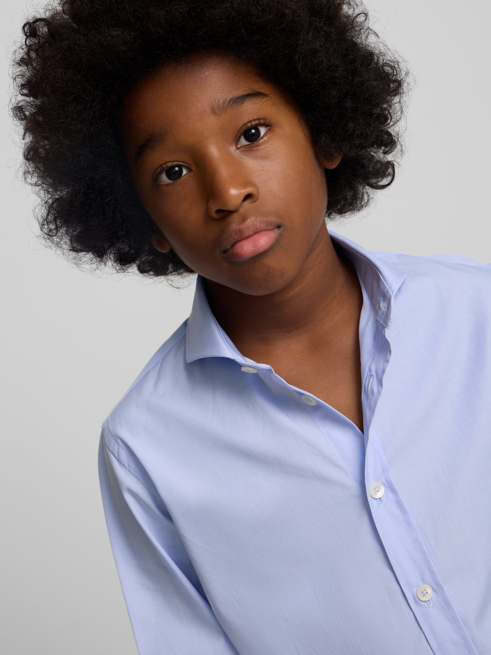 Light blue single cuff kids dress shirt