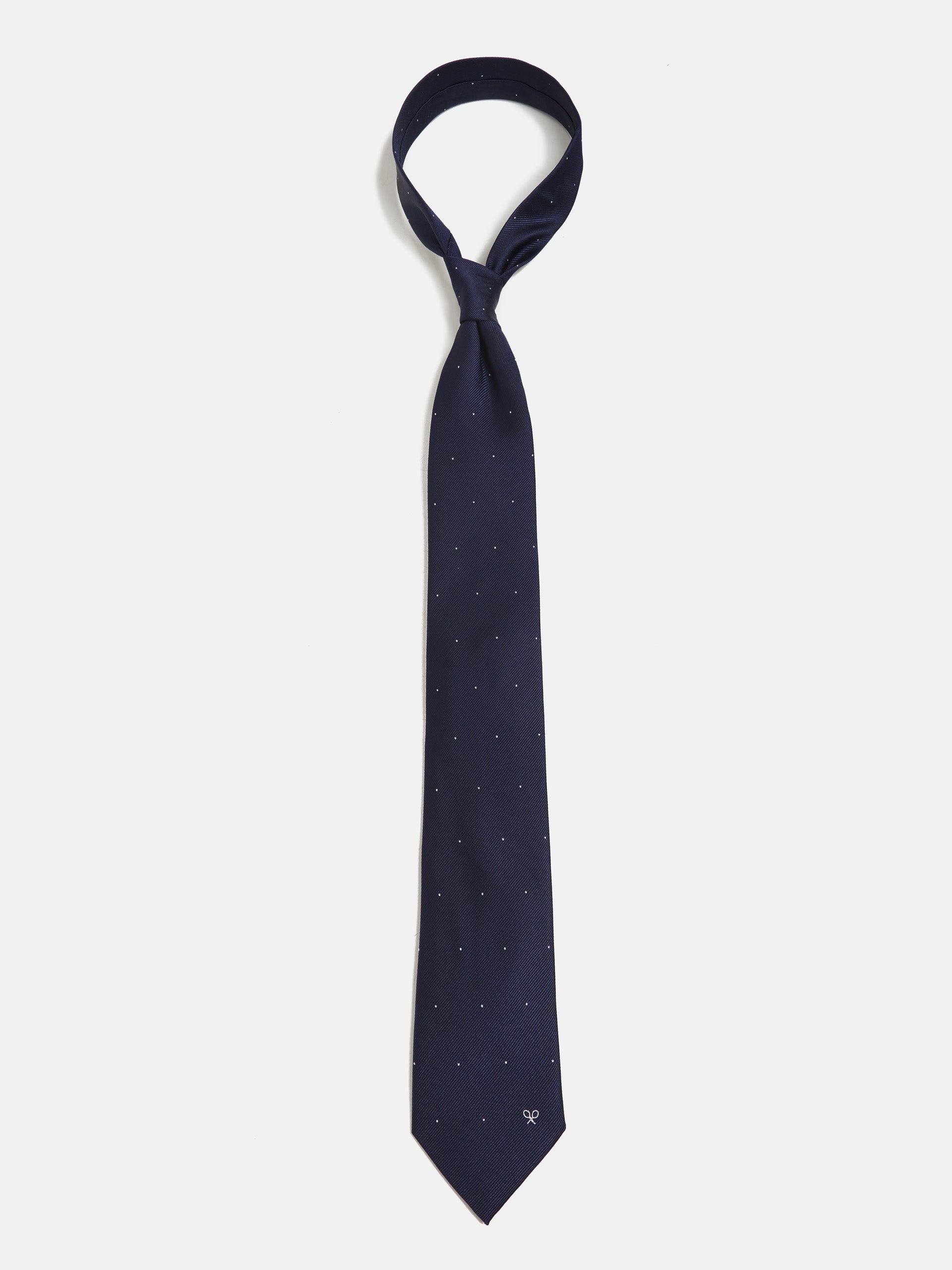 White navy micro-knit tie