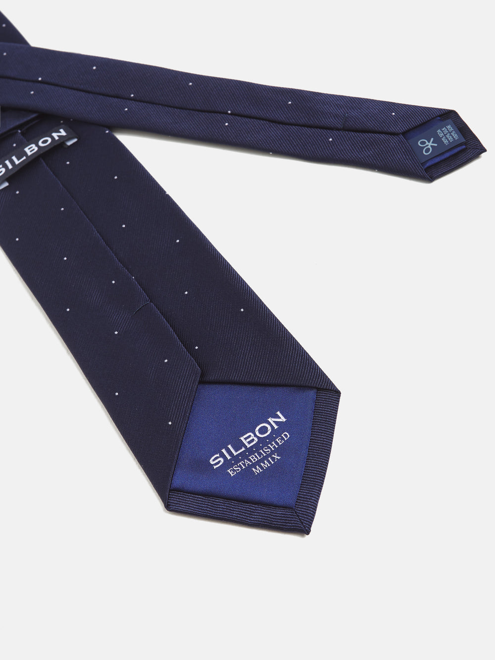 Gravata microponto azul-marinho e branco