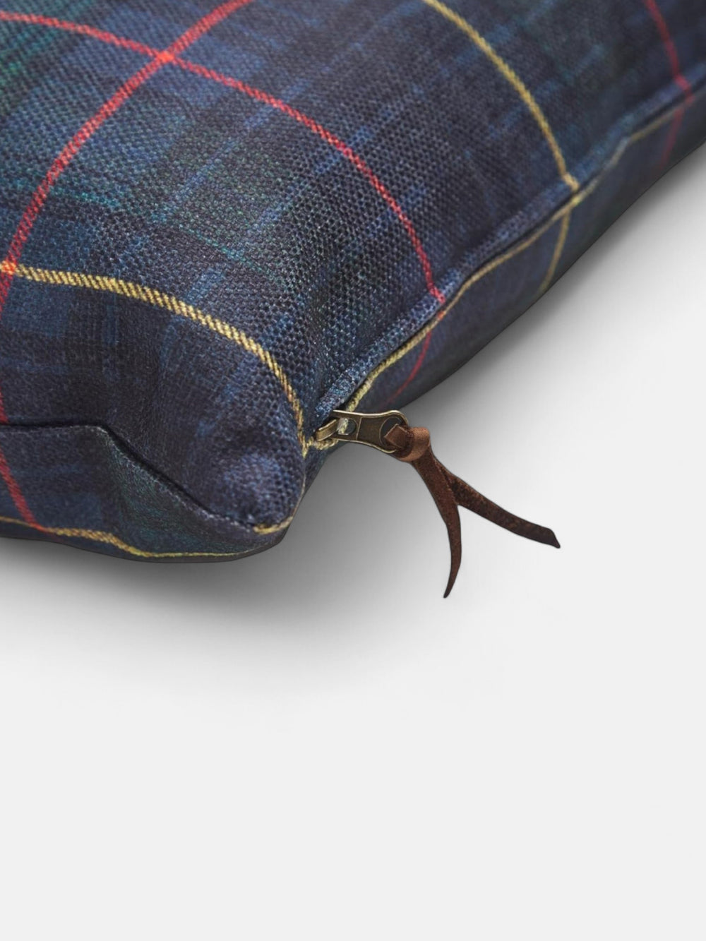 Green tartan square cushion